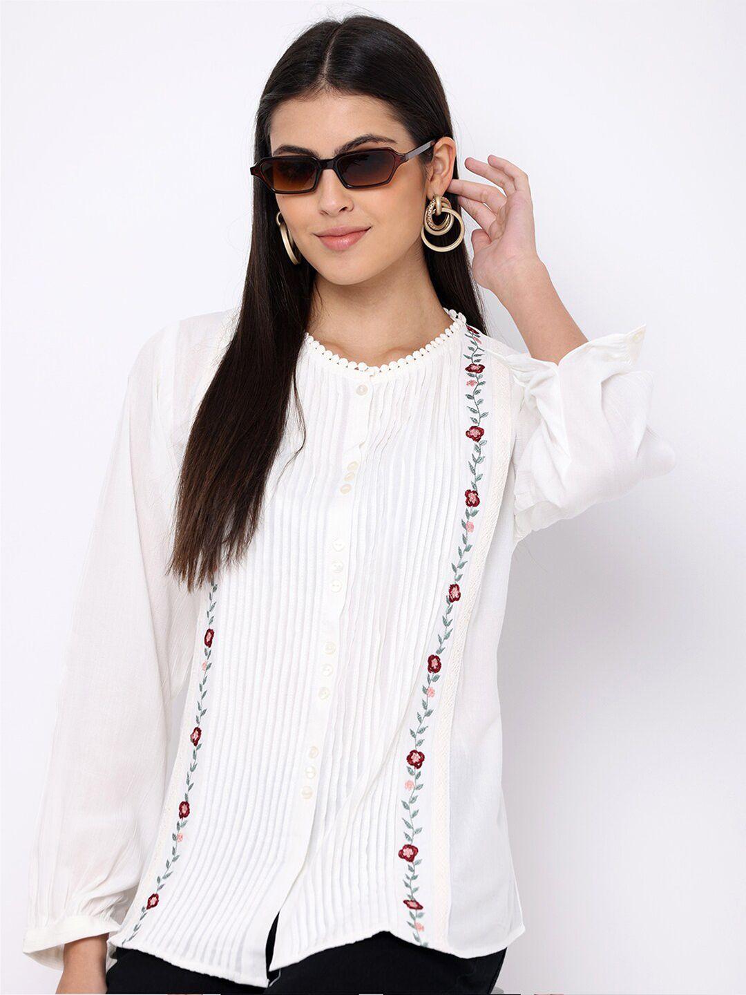 GLORY & I Floral Embroidered Cotton Top