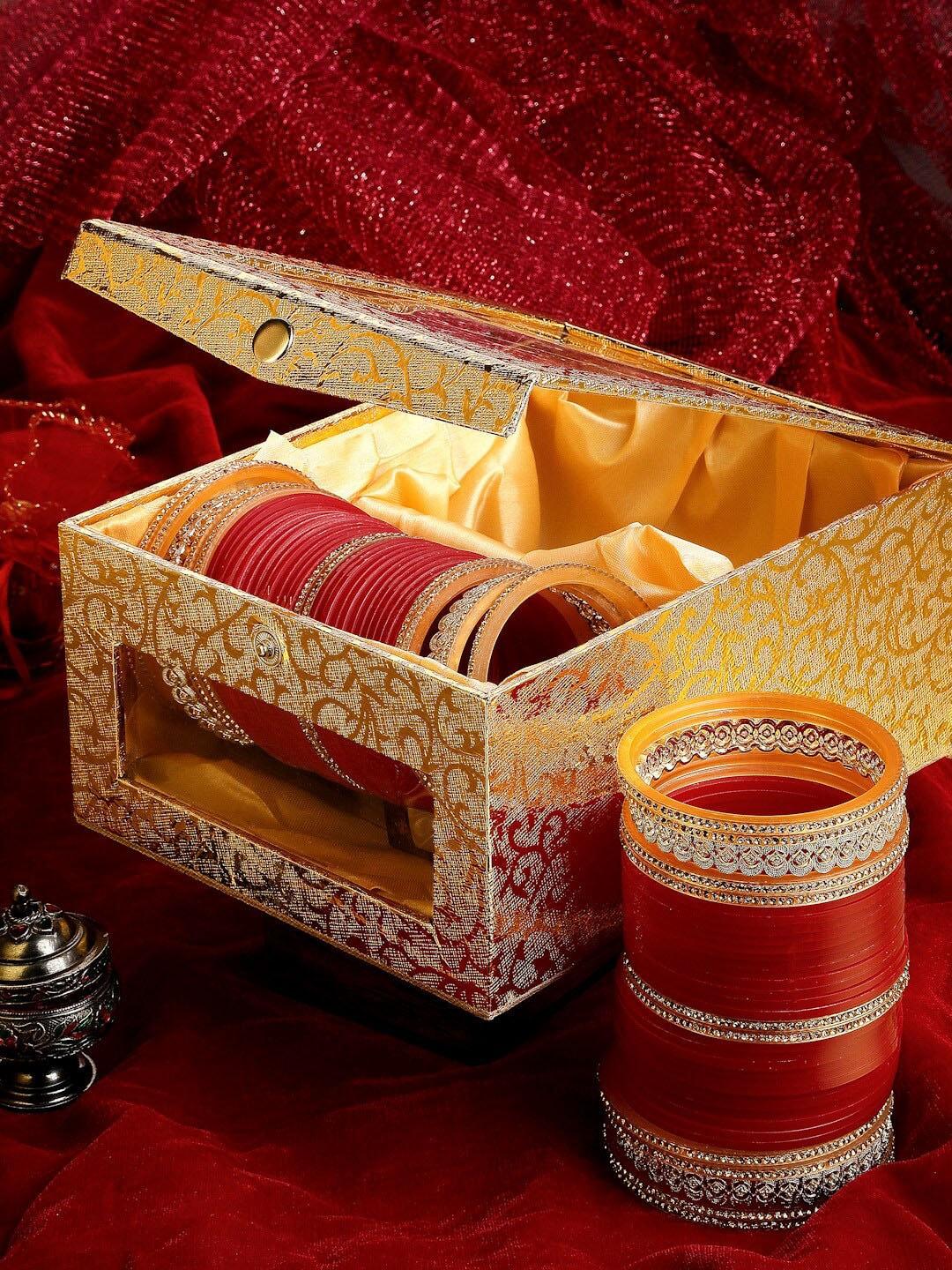 PANASH Set Of 72 Gold-Plated AD Studded Wedding Chuda Bangles