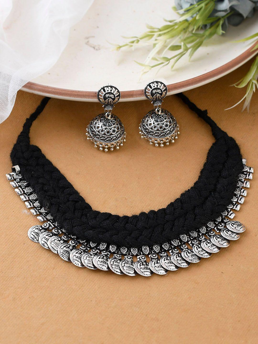shoshaa-silver-plated-oxidised-thread-jewellery-set