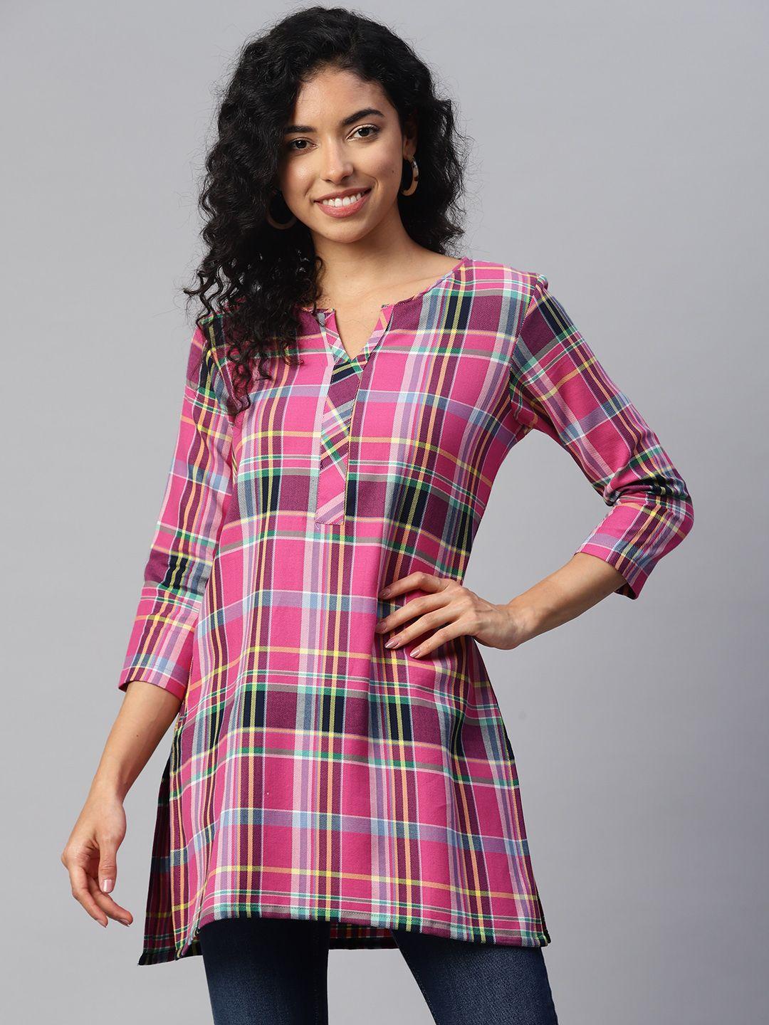one-femme-checked-pure-cotton-kurti
