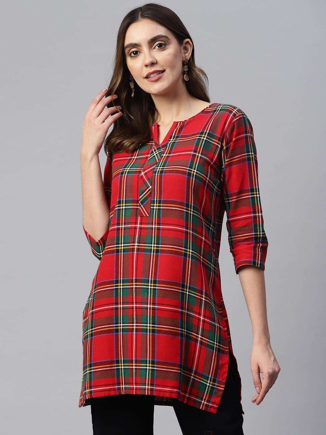 One Femme Checked Pure Cotton Kurti