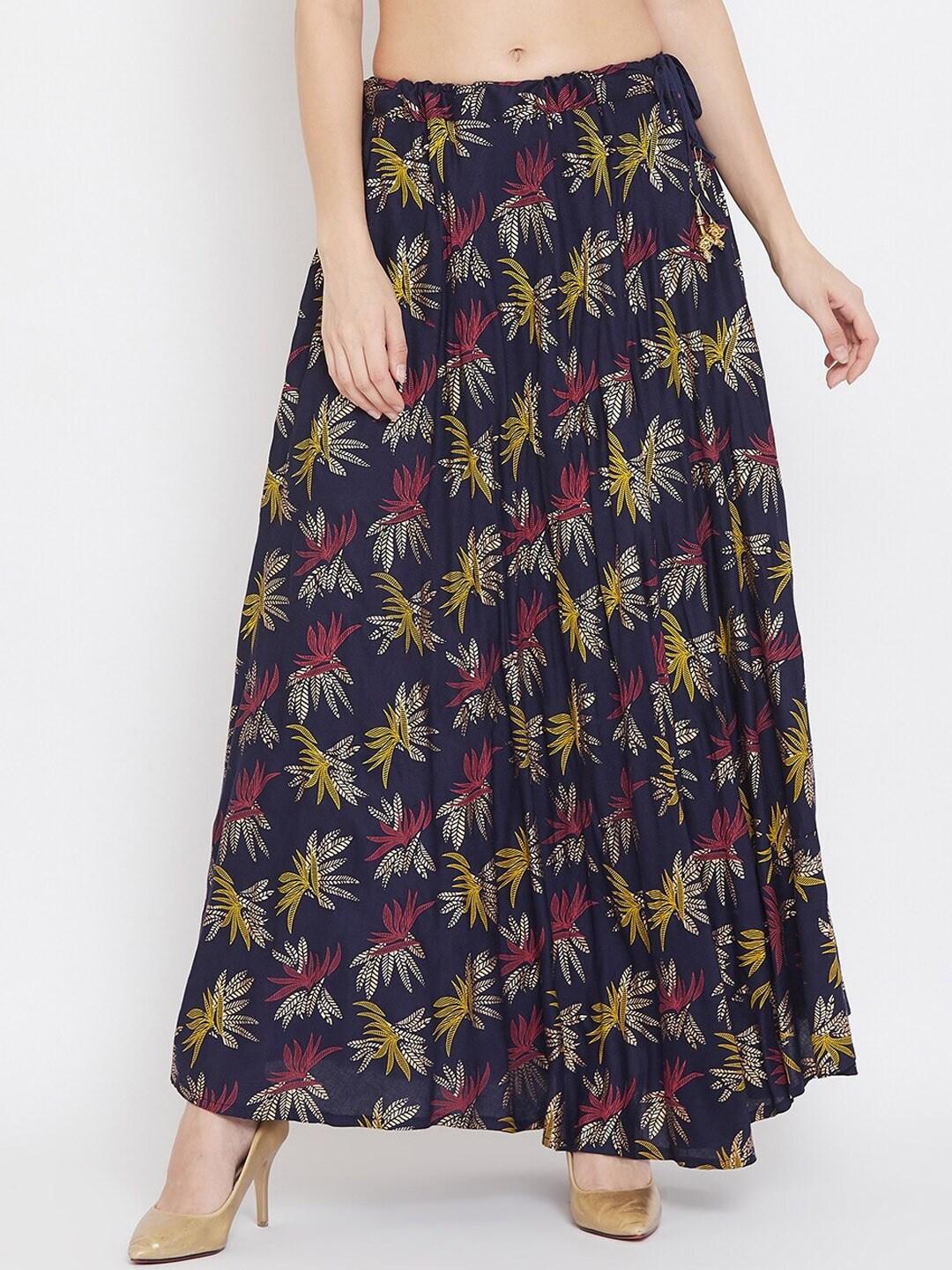 Clora Creation Floral Printed Flared Maxi Skirt
