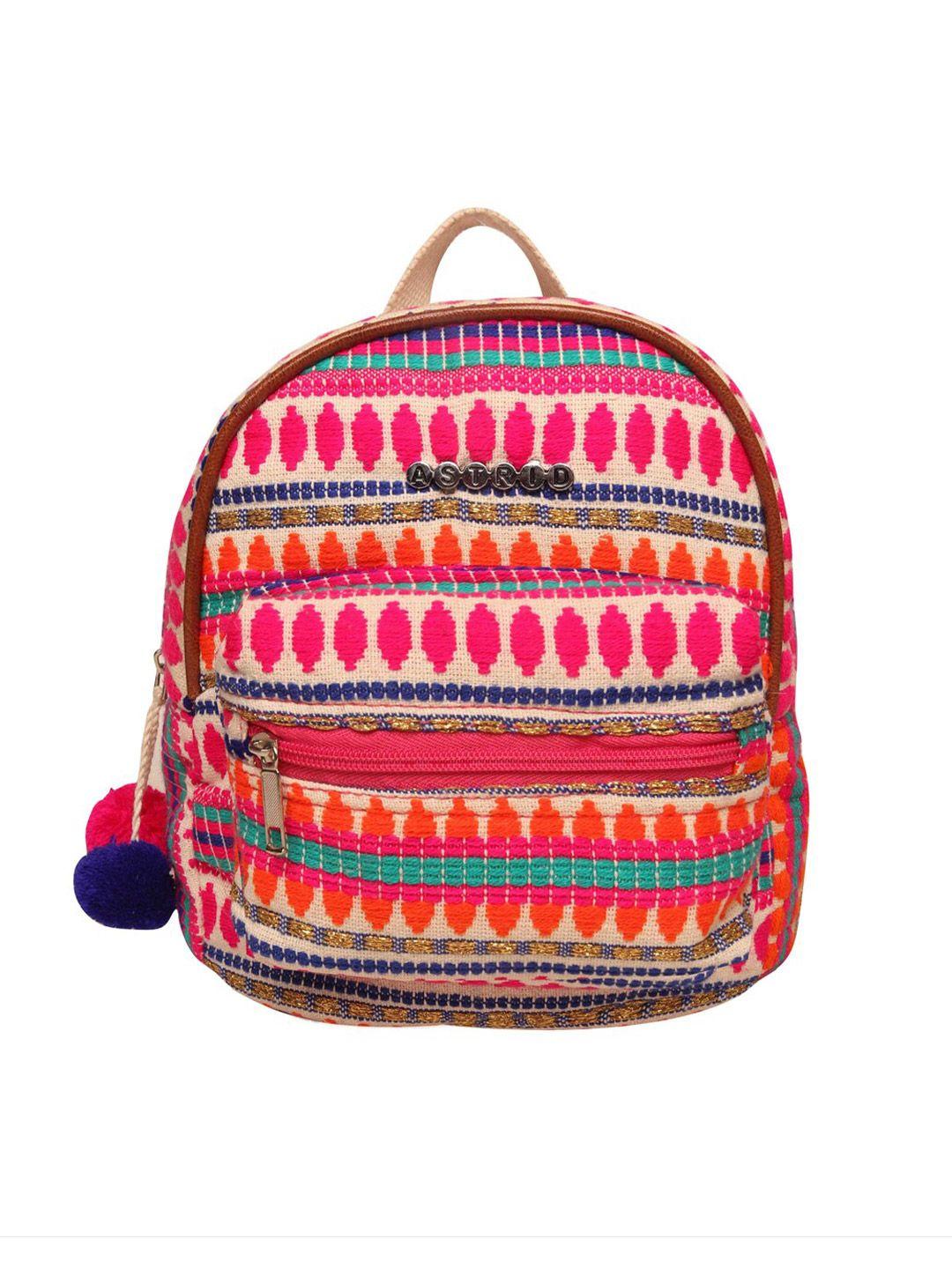 ASTRID Girls Printed Cotton Backpack With Pom Pom
