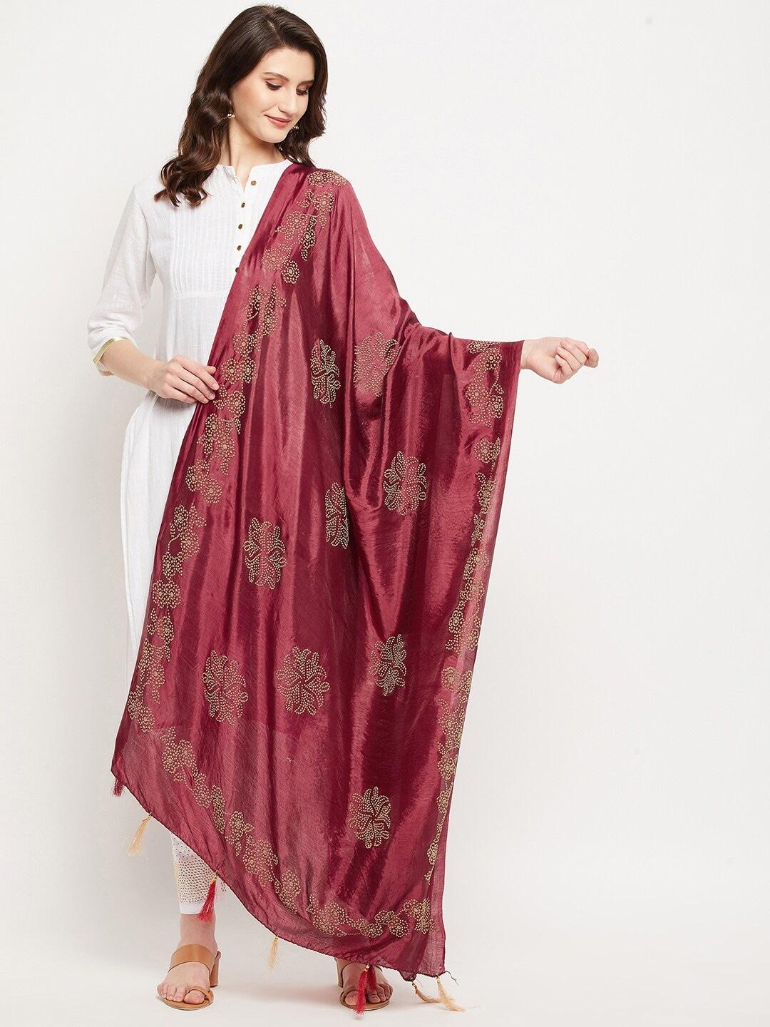 Clora Creation Embroidered Dupatta With Tassels