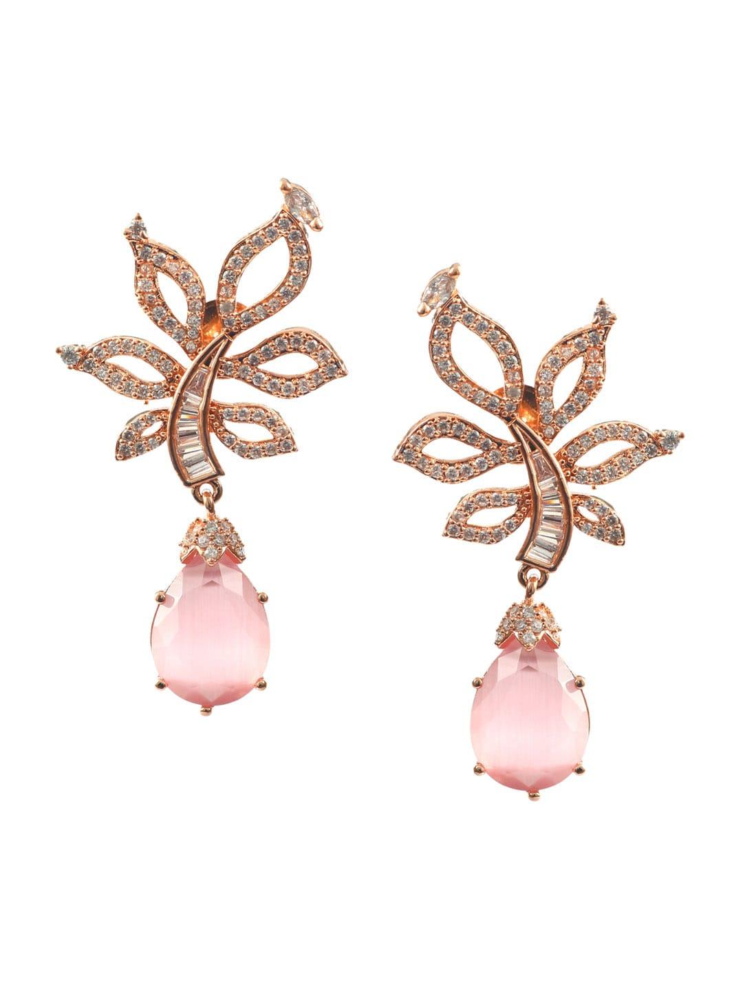Jewar Mandi Rose Gold-Plated Contemporary Drop Earrings