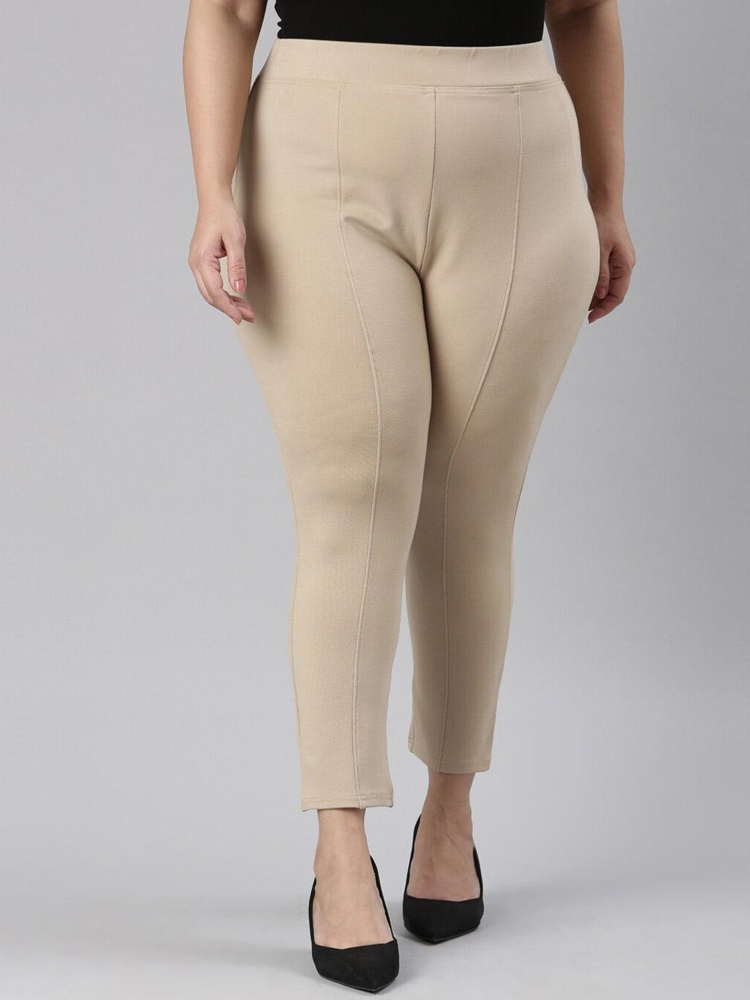 The Pink Moon Women Plus Size Skinny Fit High-Rise Trousers