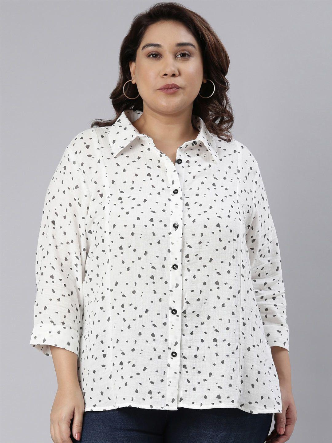 The Pink Moon Women Plus Size Printed Casual Cotton Shirt