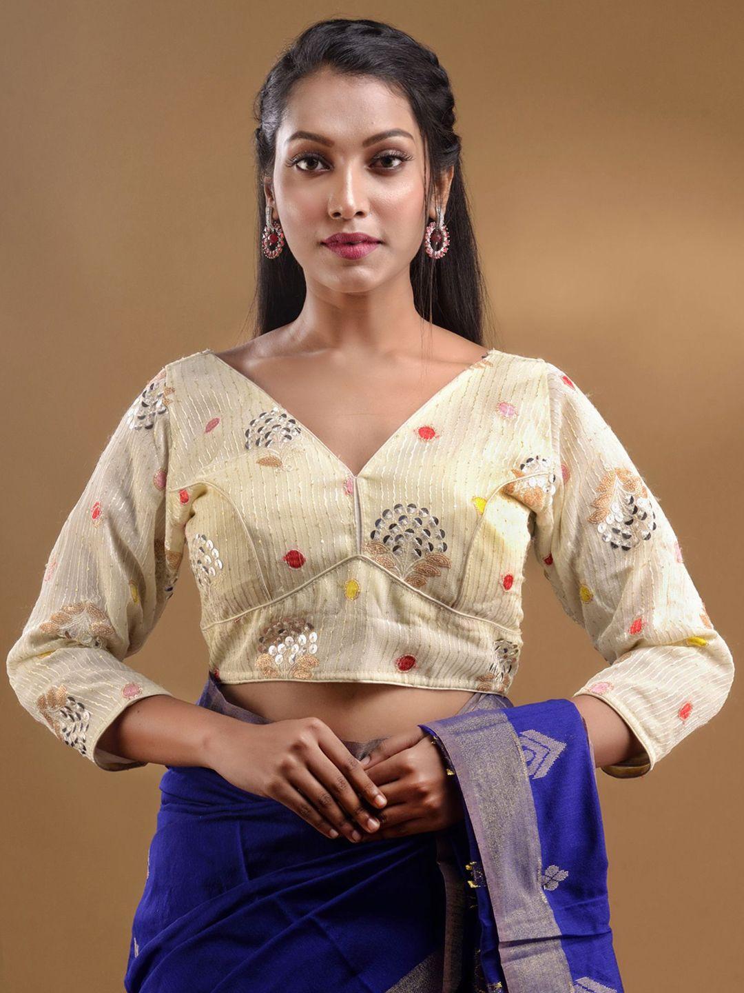 charukriti-embroidered-georgette-v-neck-saree-blouse