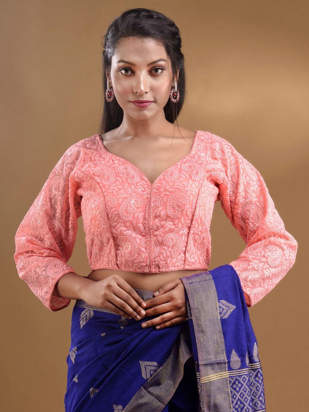 charukriti-embroidered-chikankari-cotton-saree-blouse
