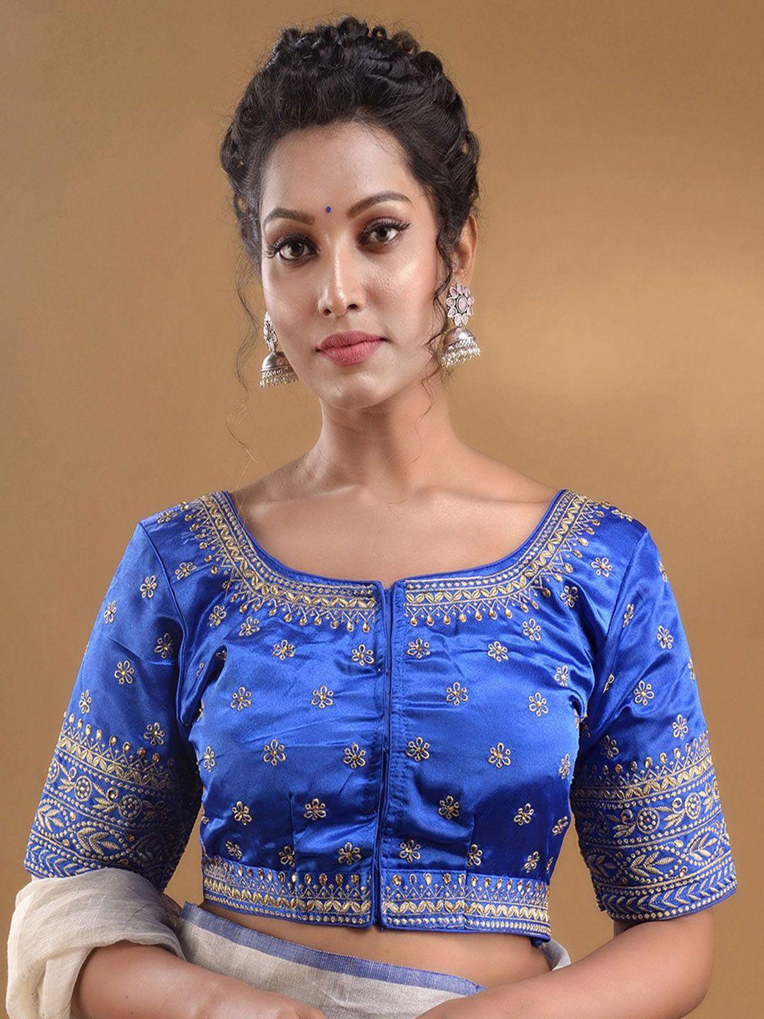 charukriti-embroidered-short-sleeves-saree-blouse
