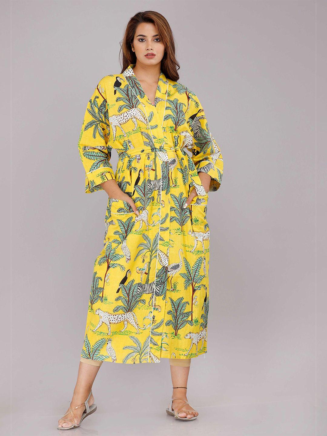 shoolin-floral-printed-v-neck-pure-cotton-midi-nightdress