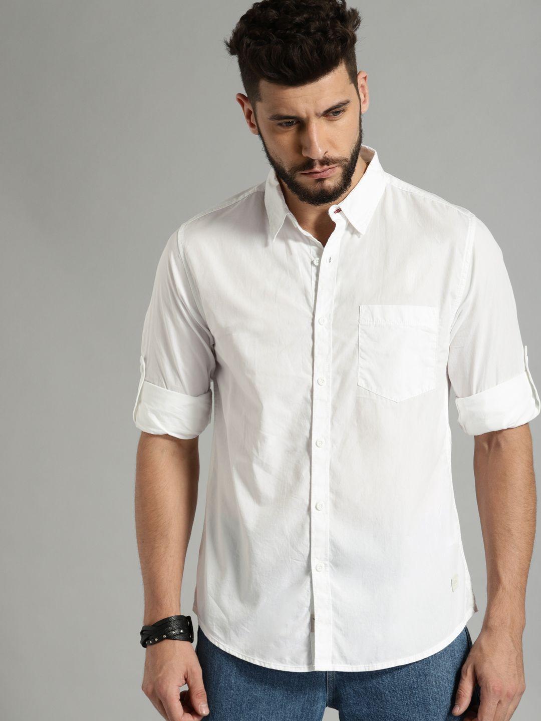 Roadster Men White Pure Cotton Sustainable Casual Shirt