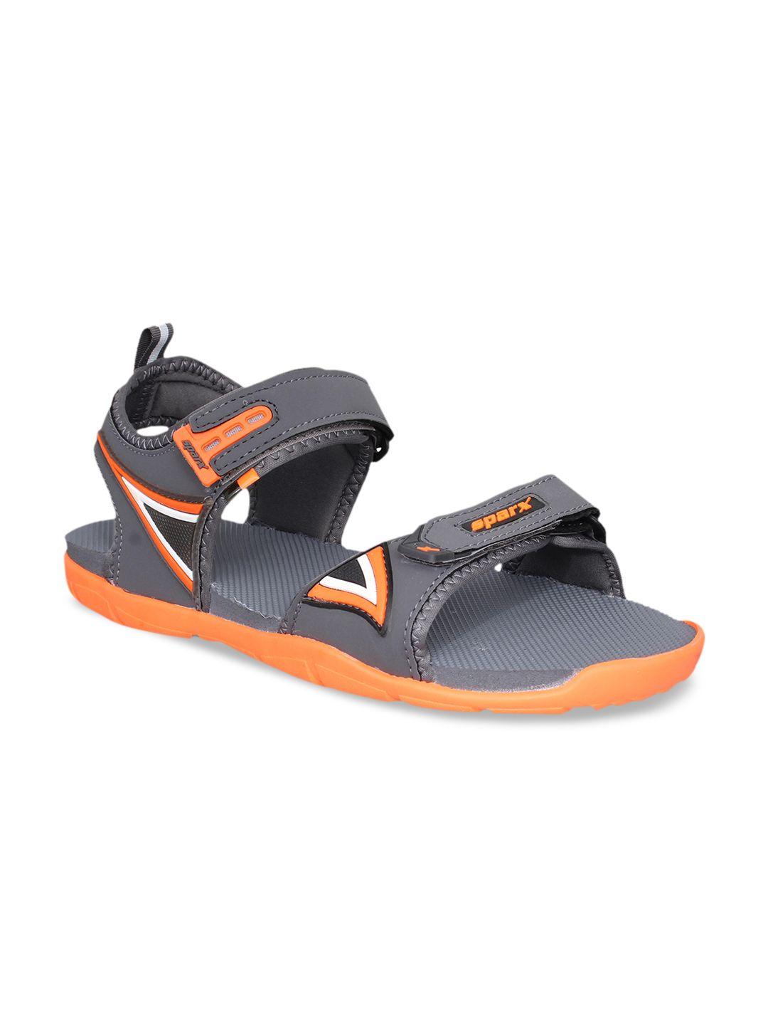 Sparx Men Grey & Orange Sports Sandals
