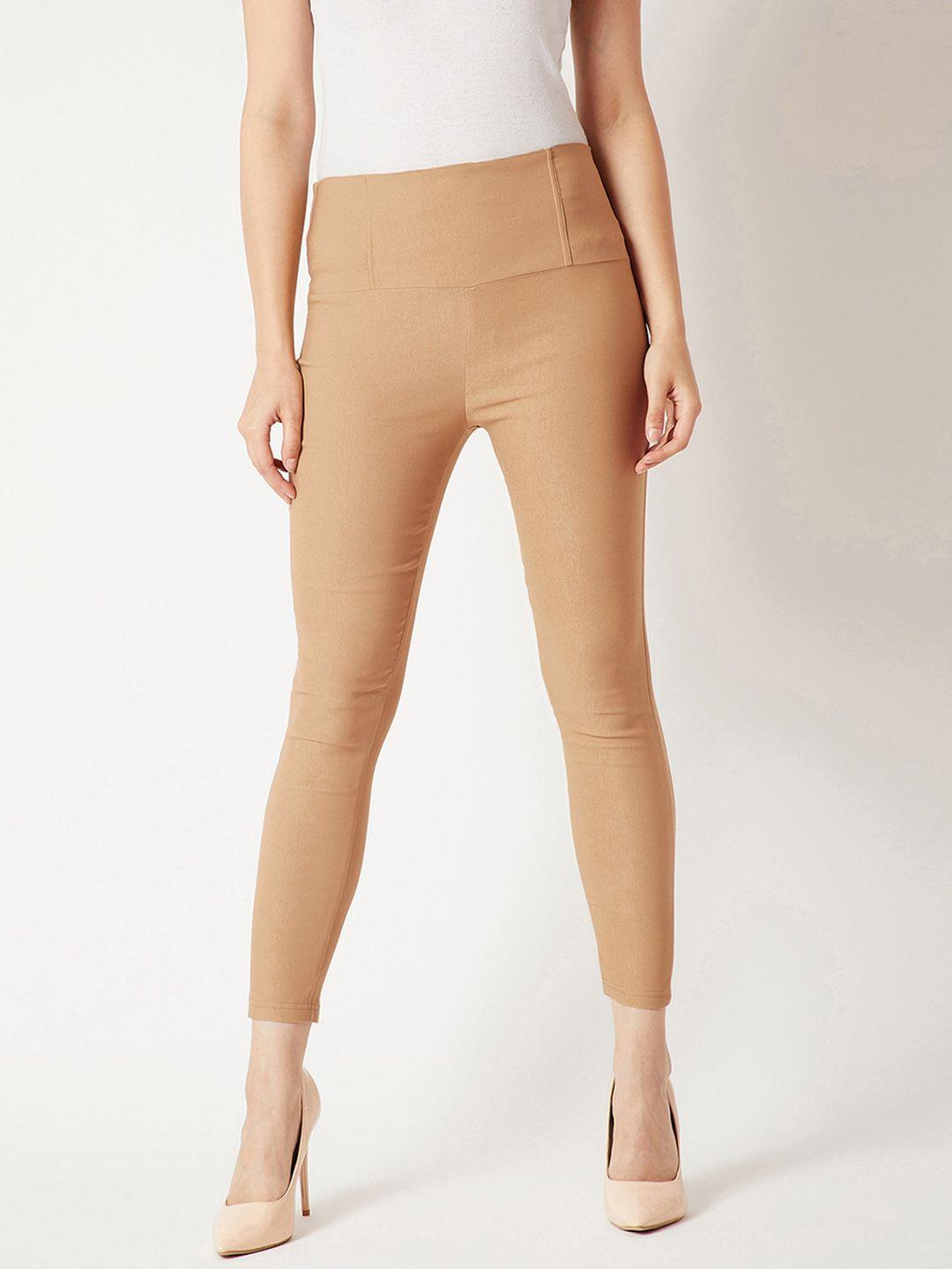 Miss Chase Women Beige Solid Jeggings