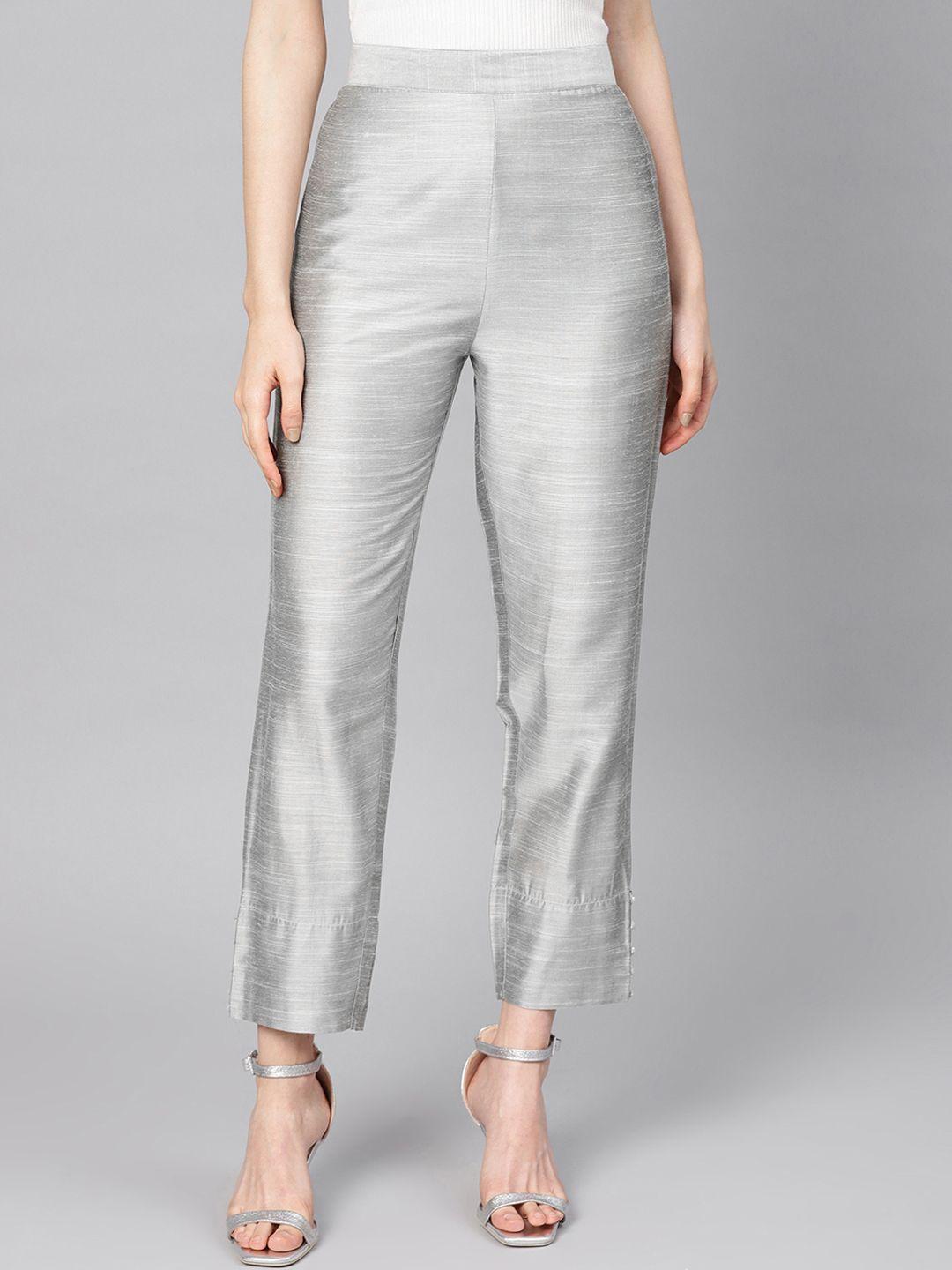 varanga-women-grey-straight-fit-solid-silk-cropped-regular-trousers