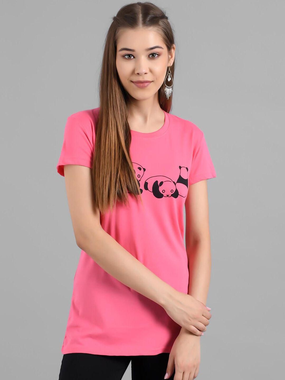 Kotty Women Pink Printed Round Neck T-shirt