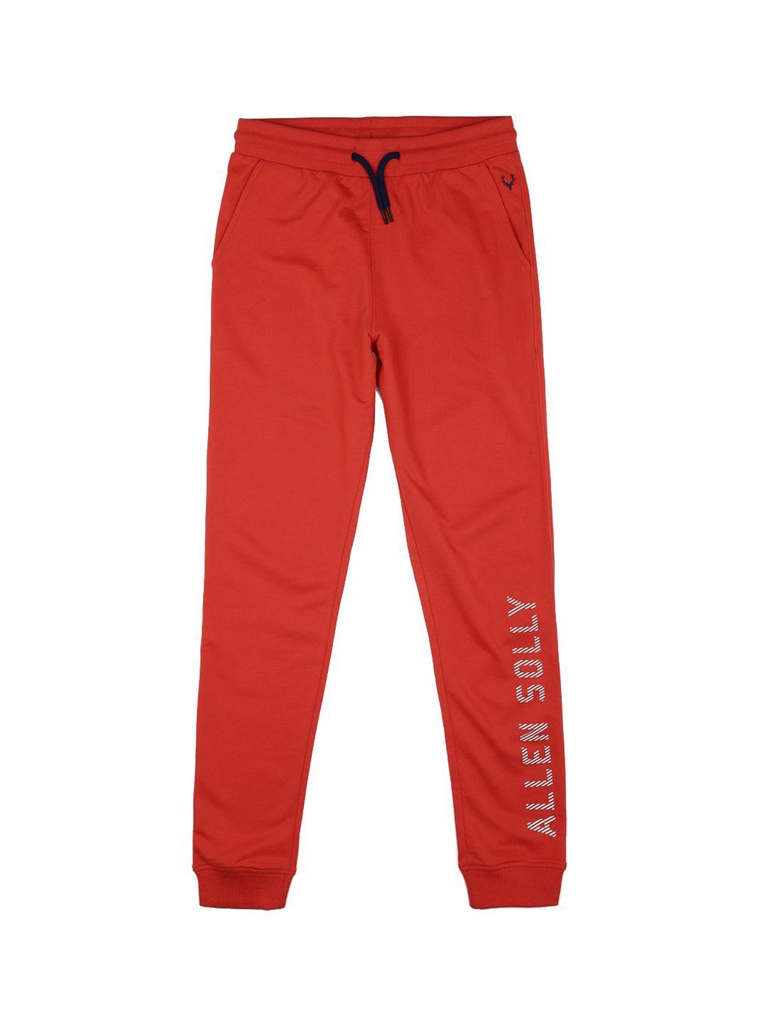 Allen Solly Junior Boys Red & White Regular Fit Printed Joggers