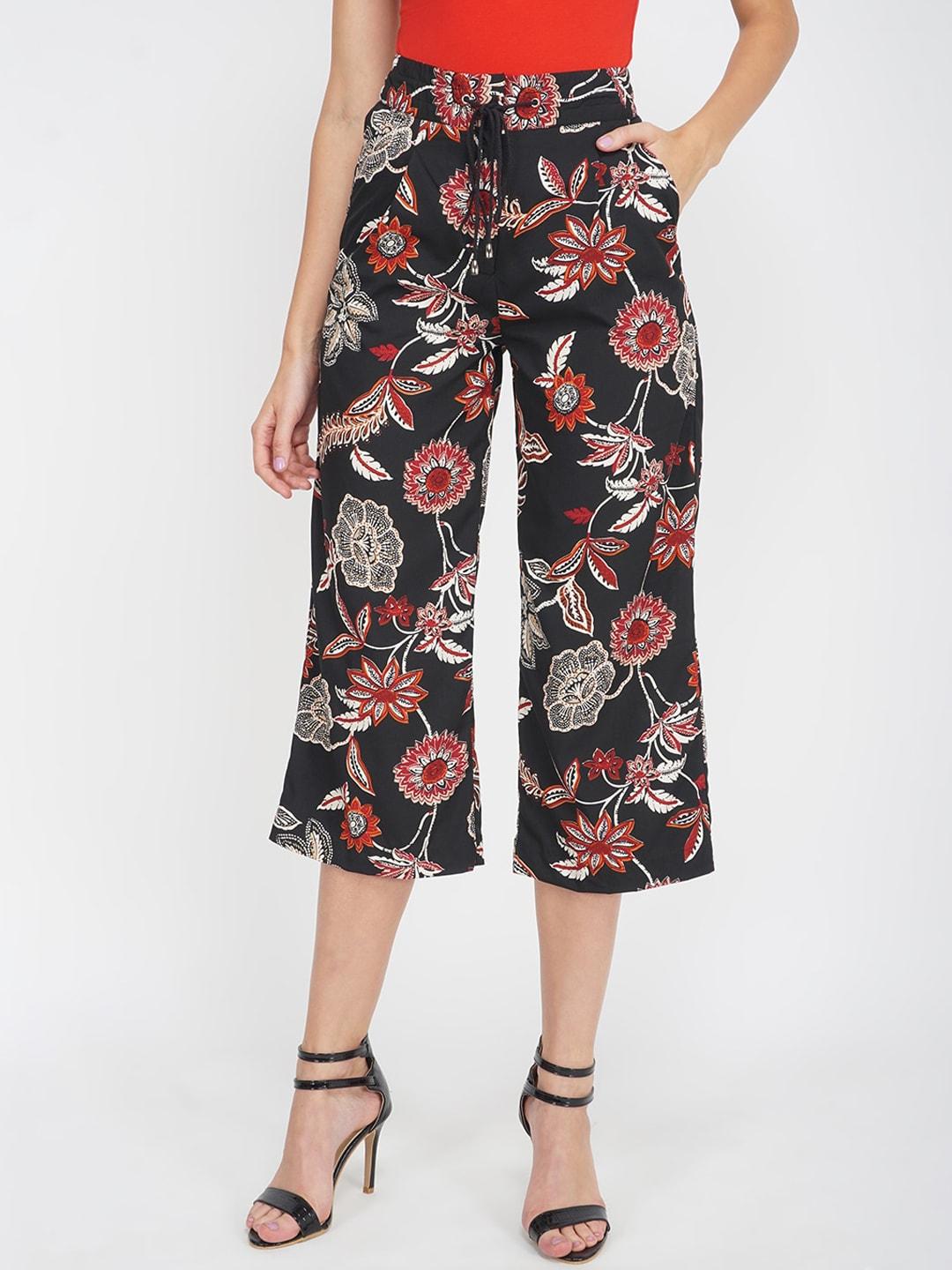 oxolloxo-women-black-floral-printed-high-rise-culottes-trousers