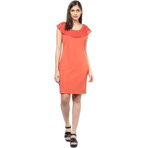 Orange Self Design Dress