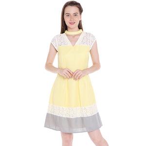 Yellow Self Design Dress