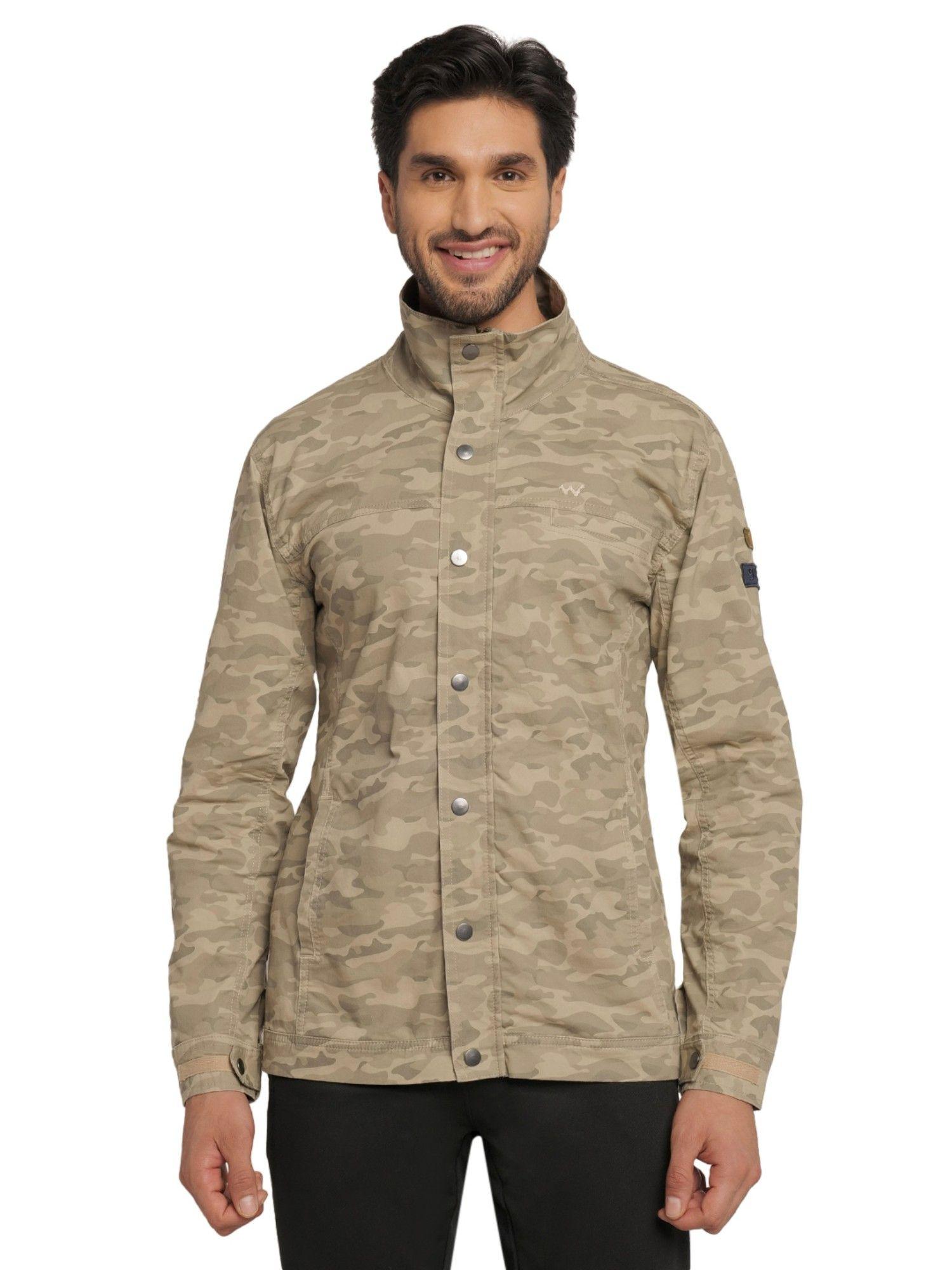 Men Cotton Camouflage Jacket-Beige