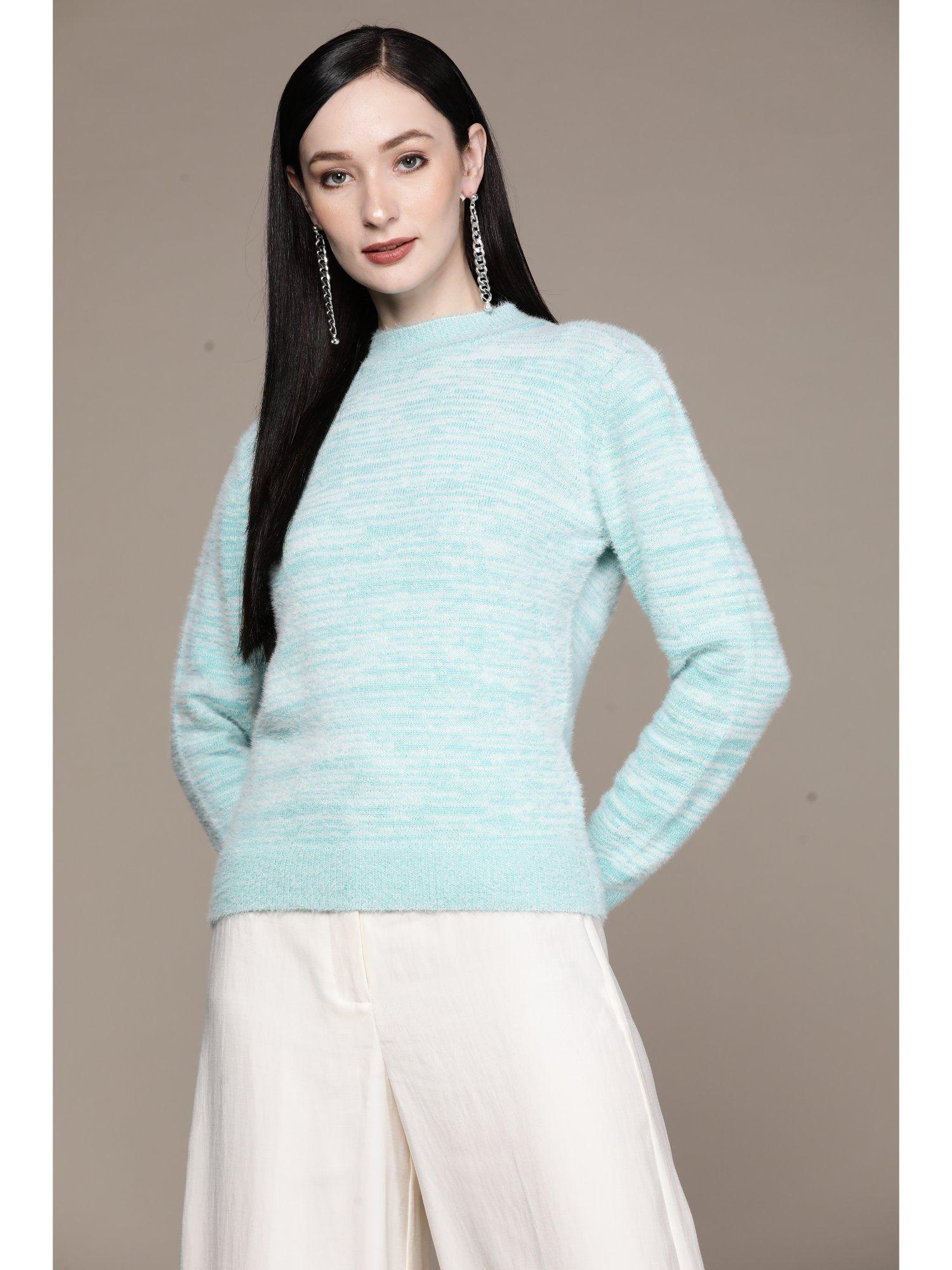 Turquoise Blue Textured Sweater