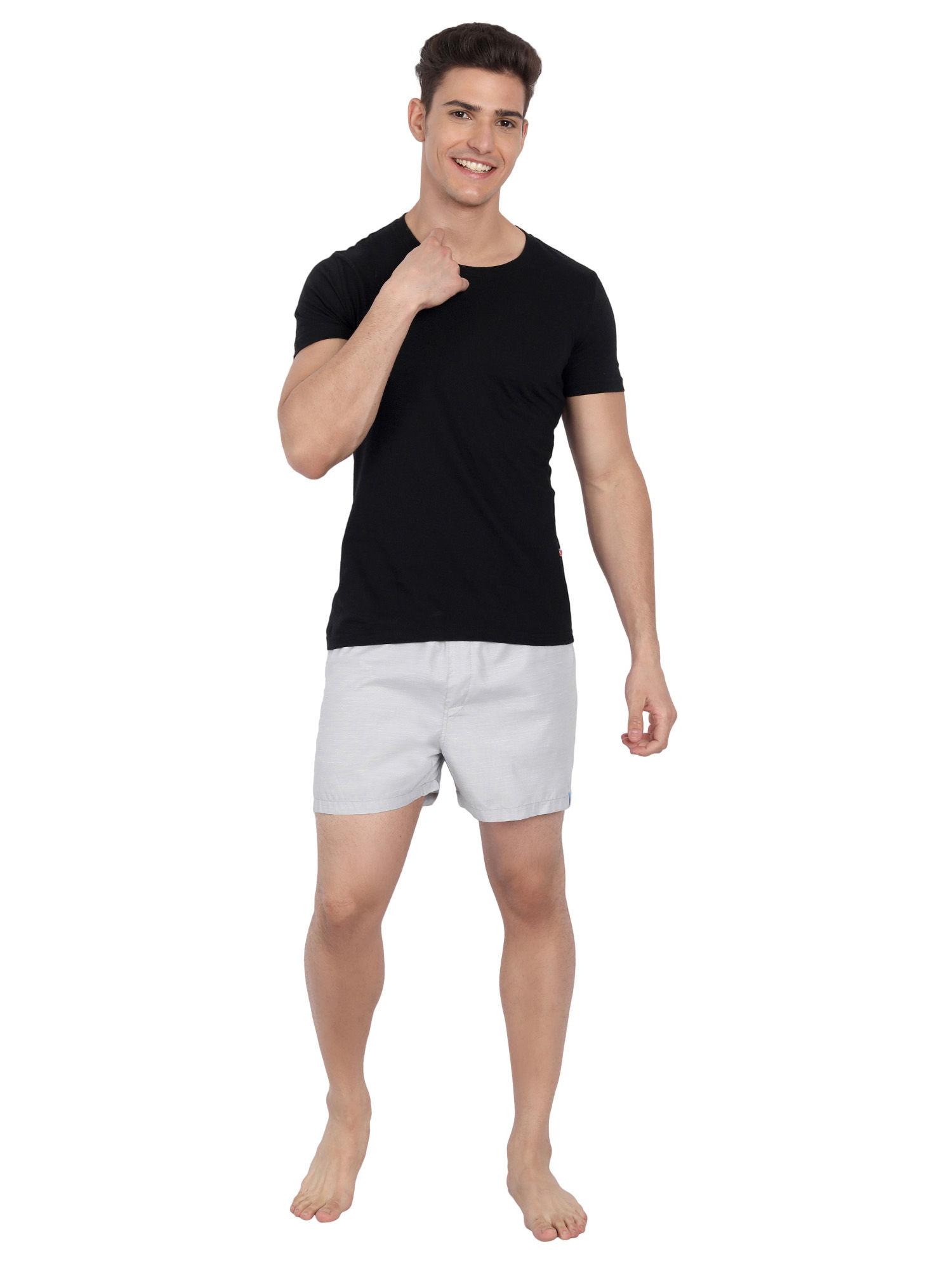 Men's Cotton Breeze Solid Boxer Shorts-grey Grey