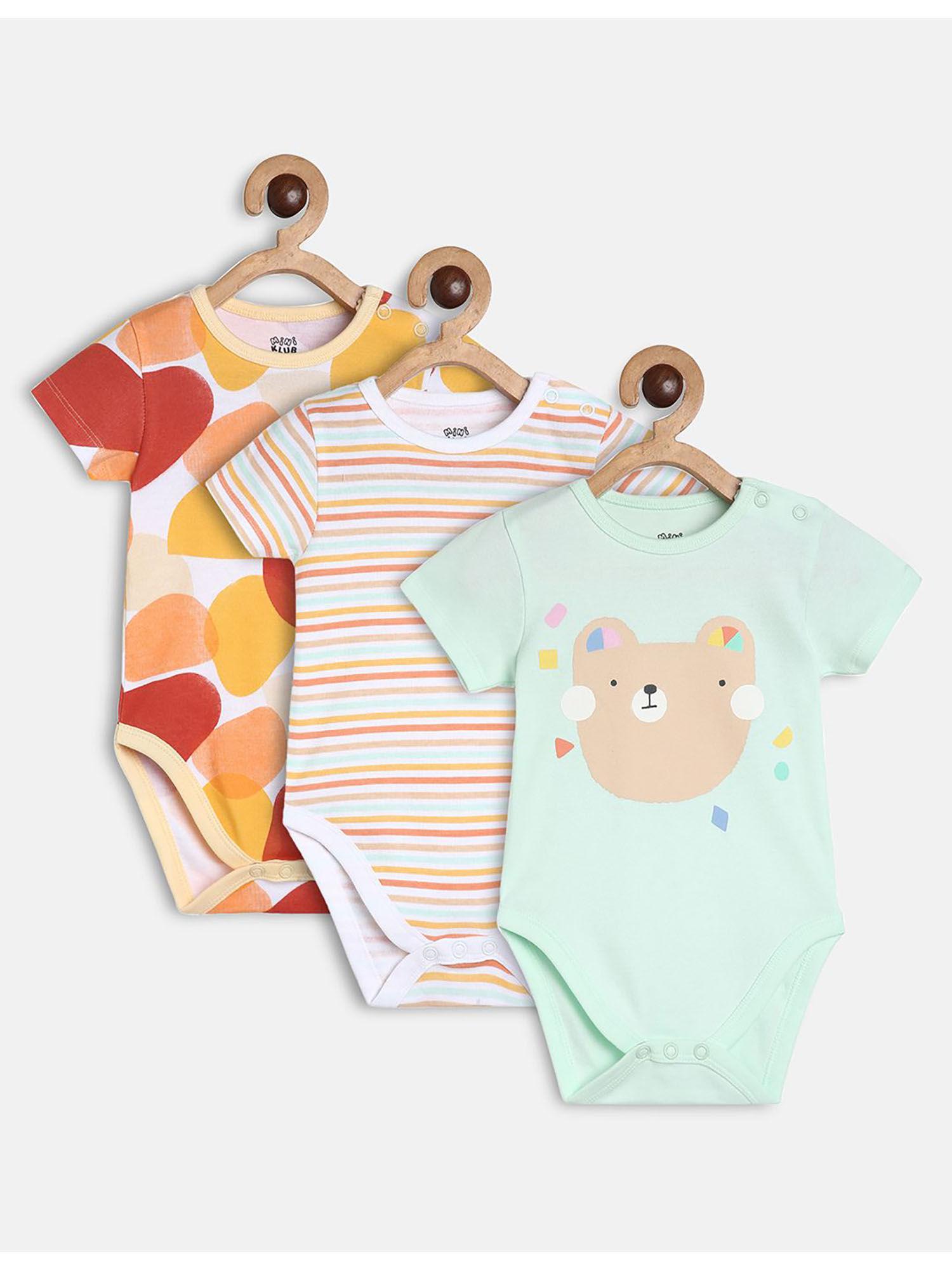 Baby Boys Multi-Color Body Suit (Pack of 3)