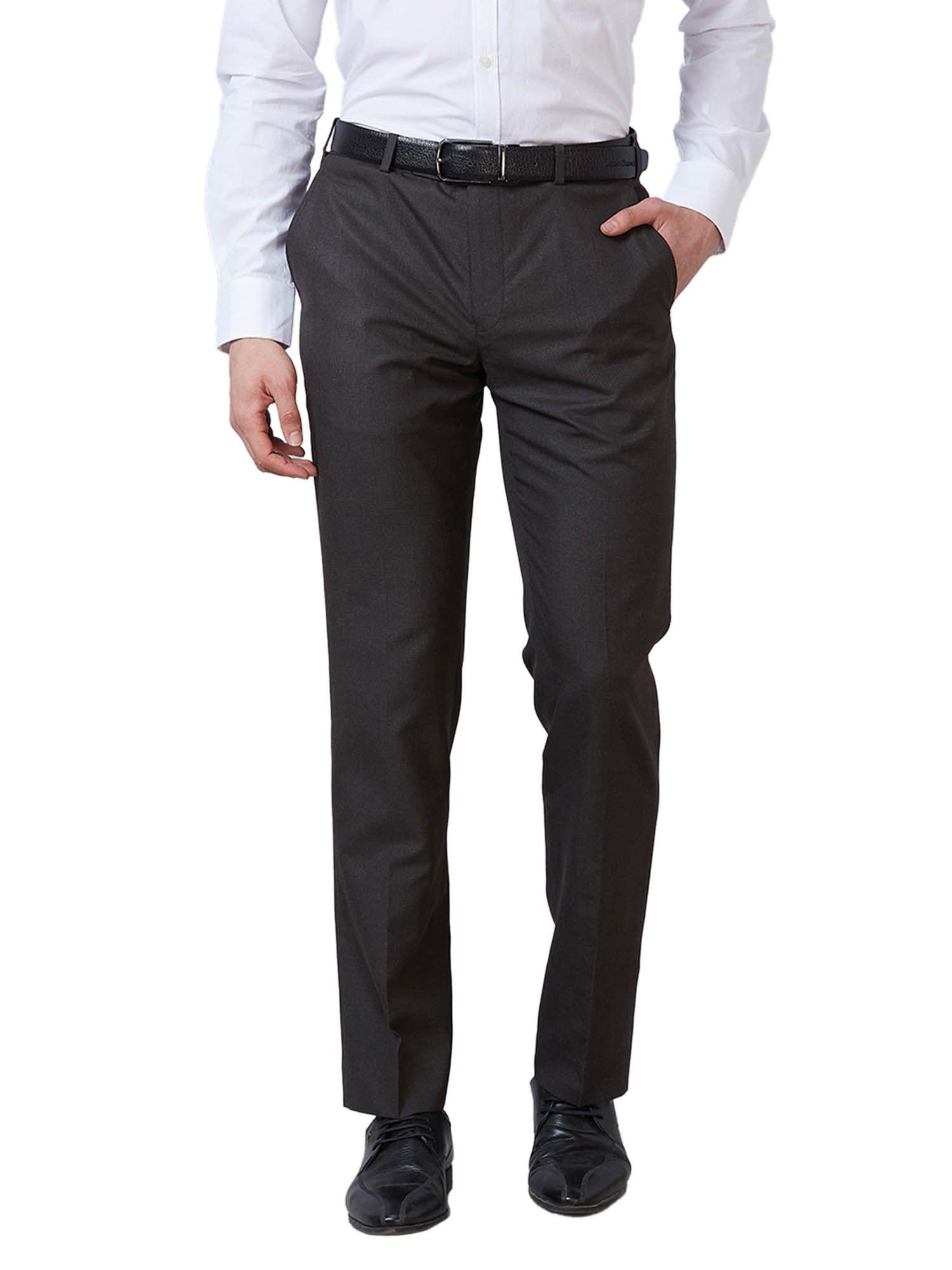 Regular Fit Self Design Dark Brown Trouser