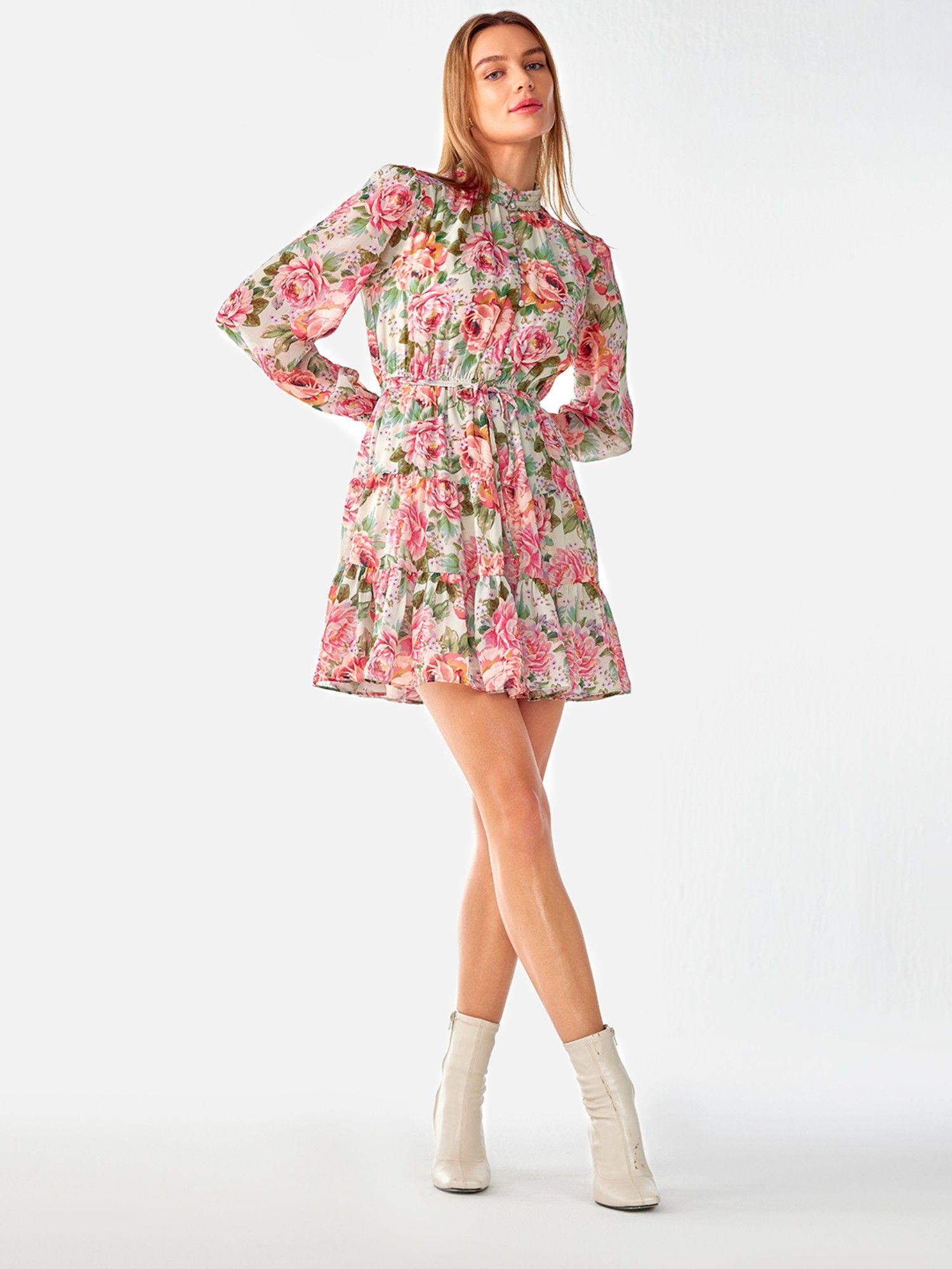 multicolor-floral-printed-mini-dress