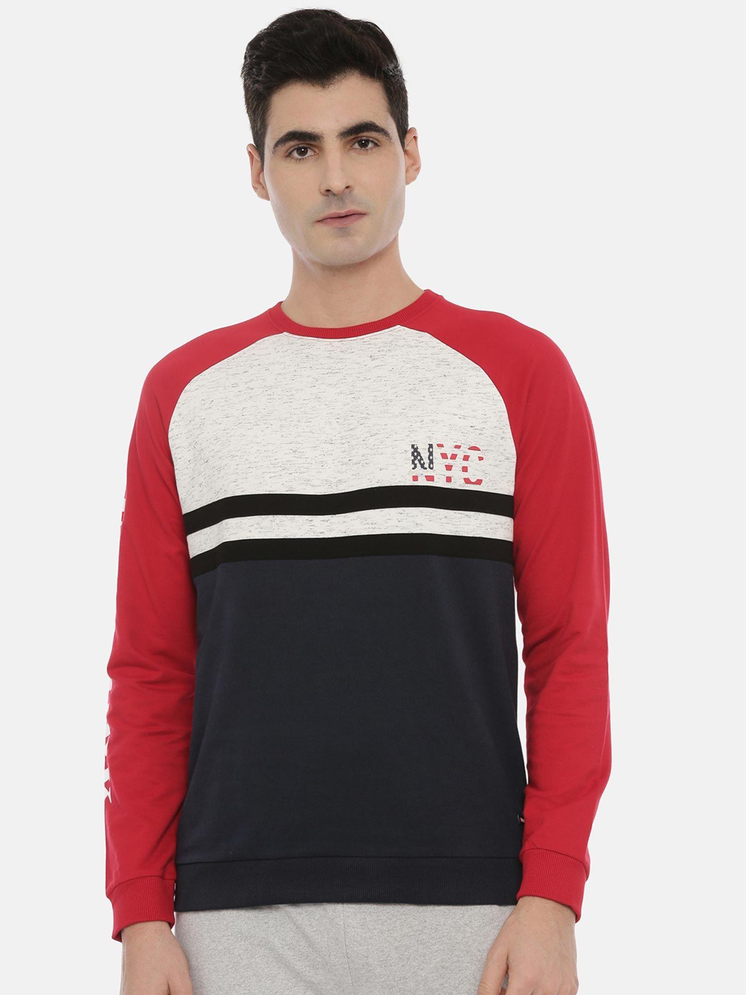 Men Red & Grey Colourblocked Sweatshirt