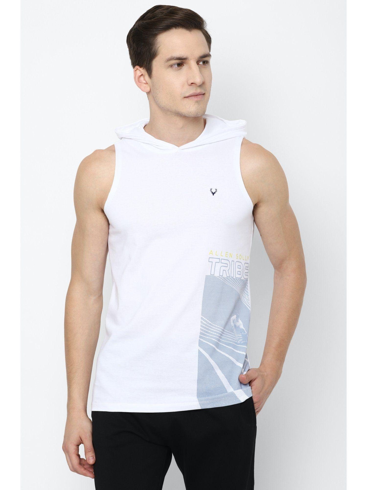 men-white-graphic-print-hooded-neck-vest