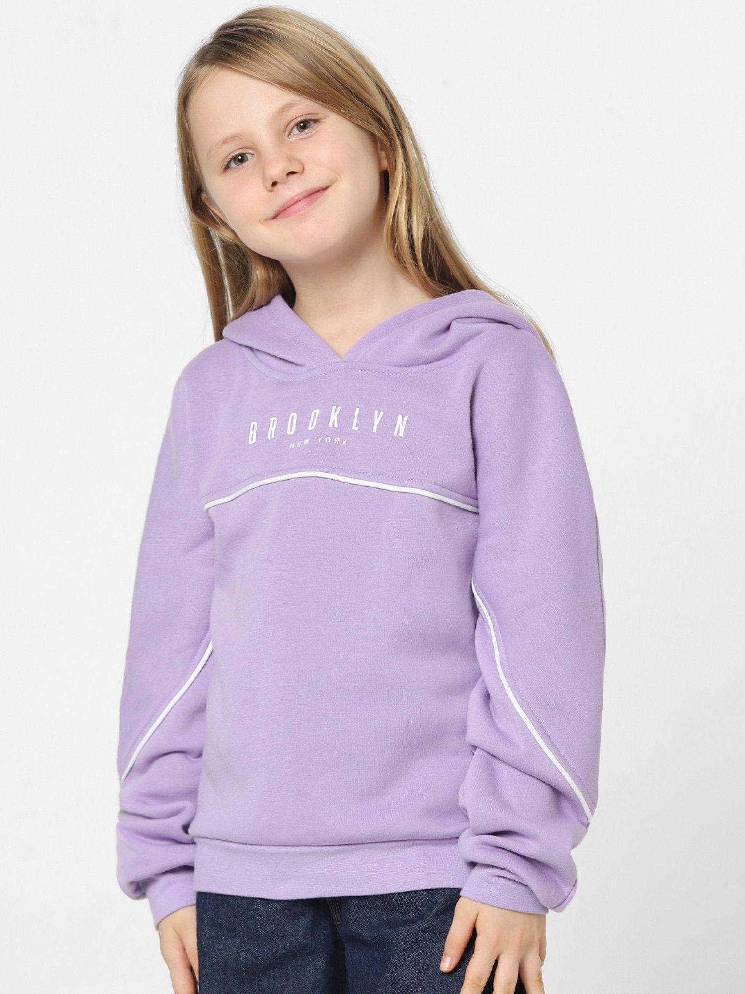 Girls Typography Purple Sweatshirt