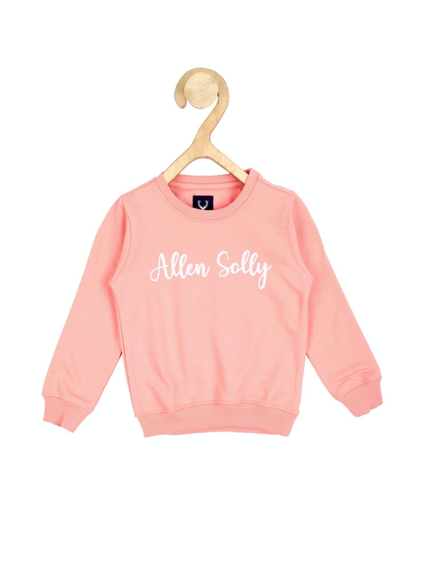 Girls Pink Printed Regular Fit Sweatshirt