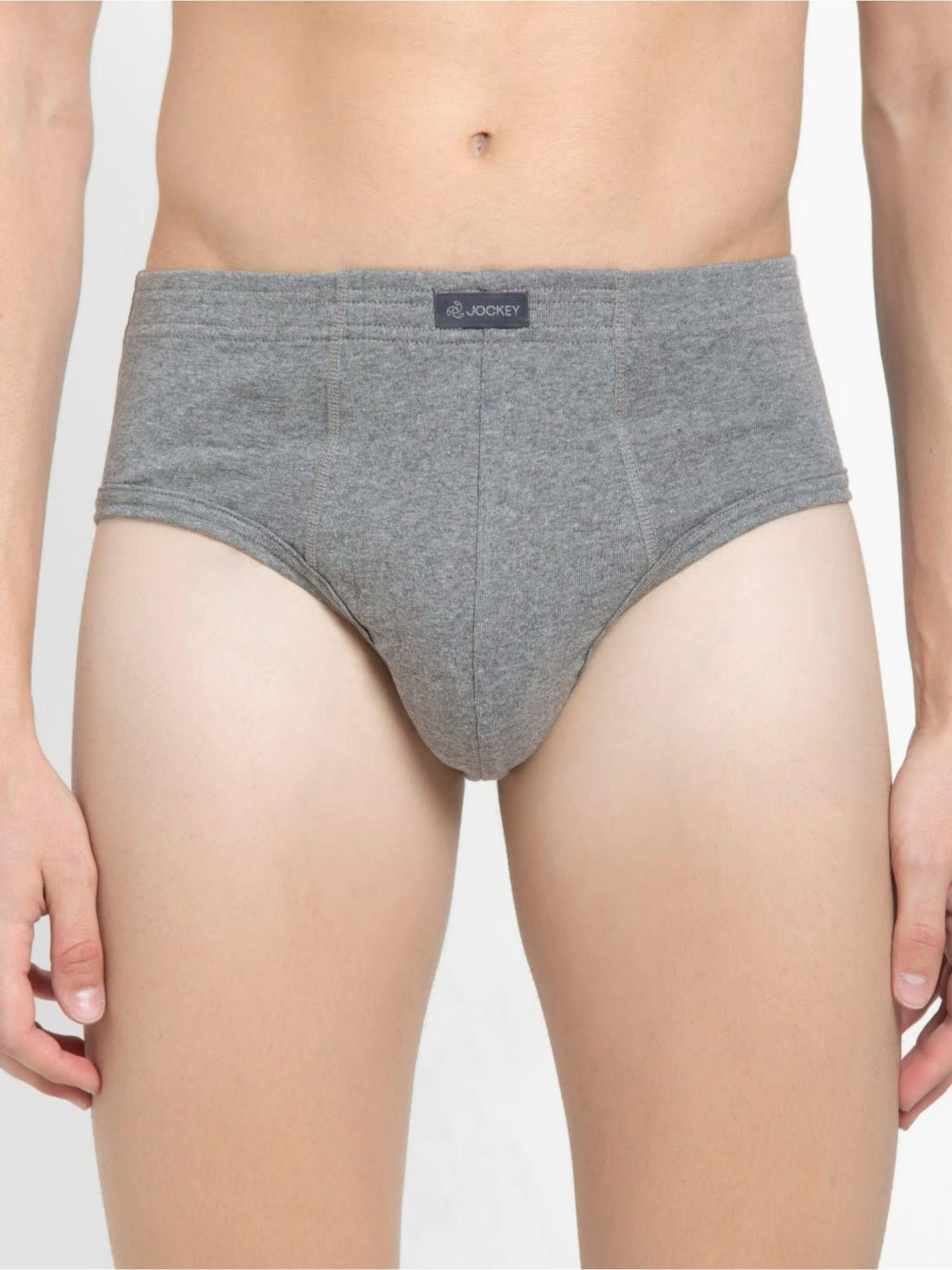1009 Mens Super Cotton Rib Solid Brief with Stay Fresh Properties-Grey
