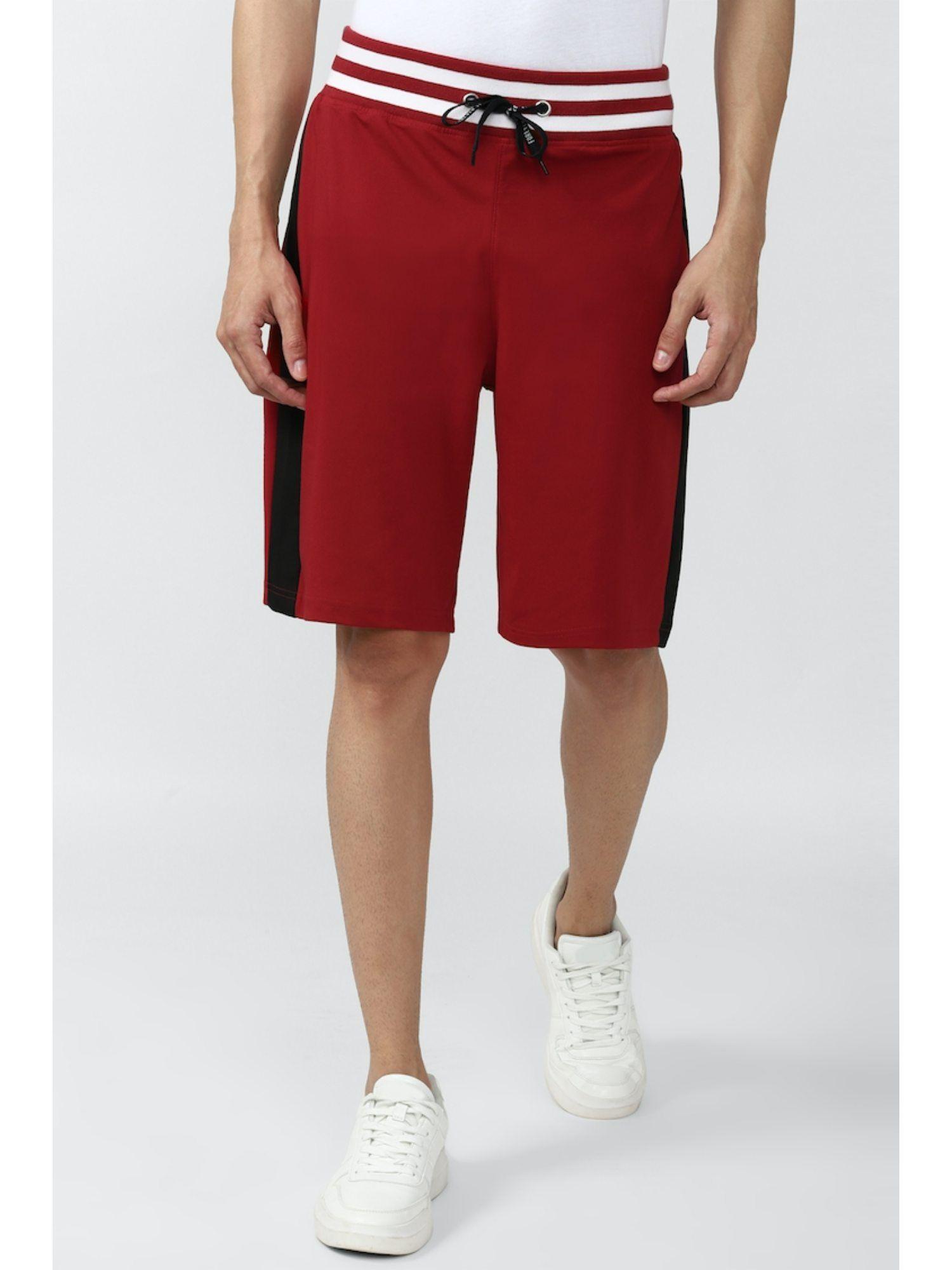 men-maroon-solid-knit-shorts