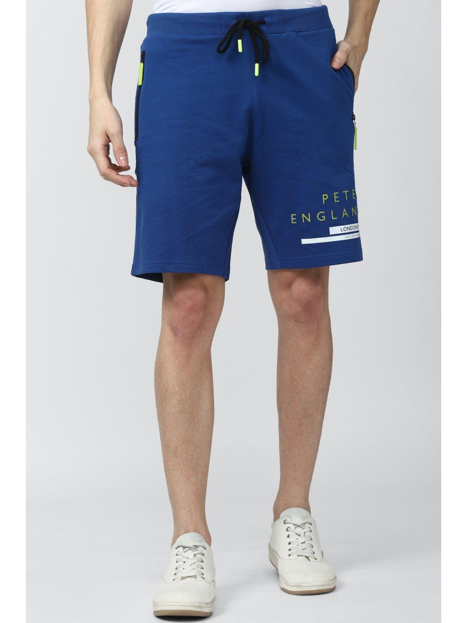 Men Blue Graphic Print Regular Fit Casual Shorts