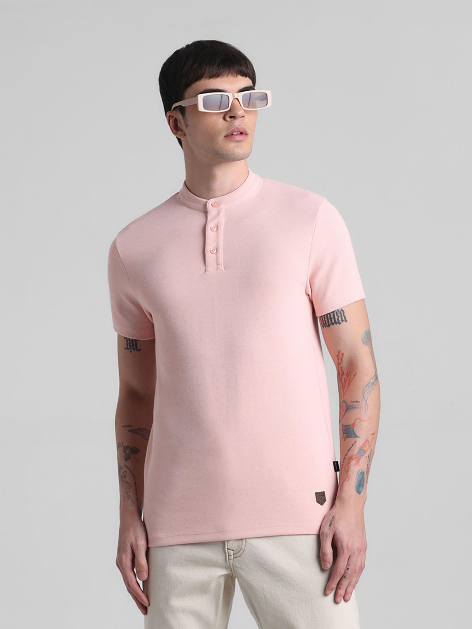 Pink Slim Fit Stretchable T-Shirt