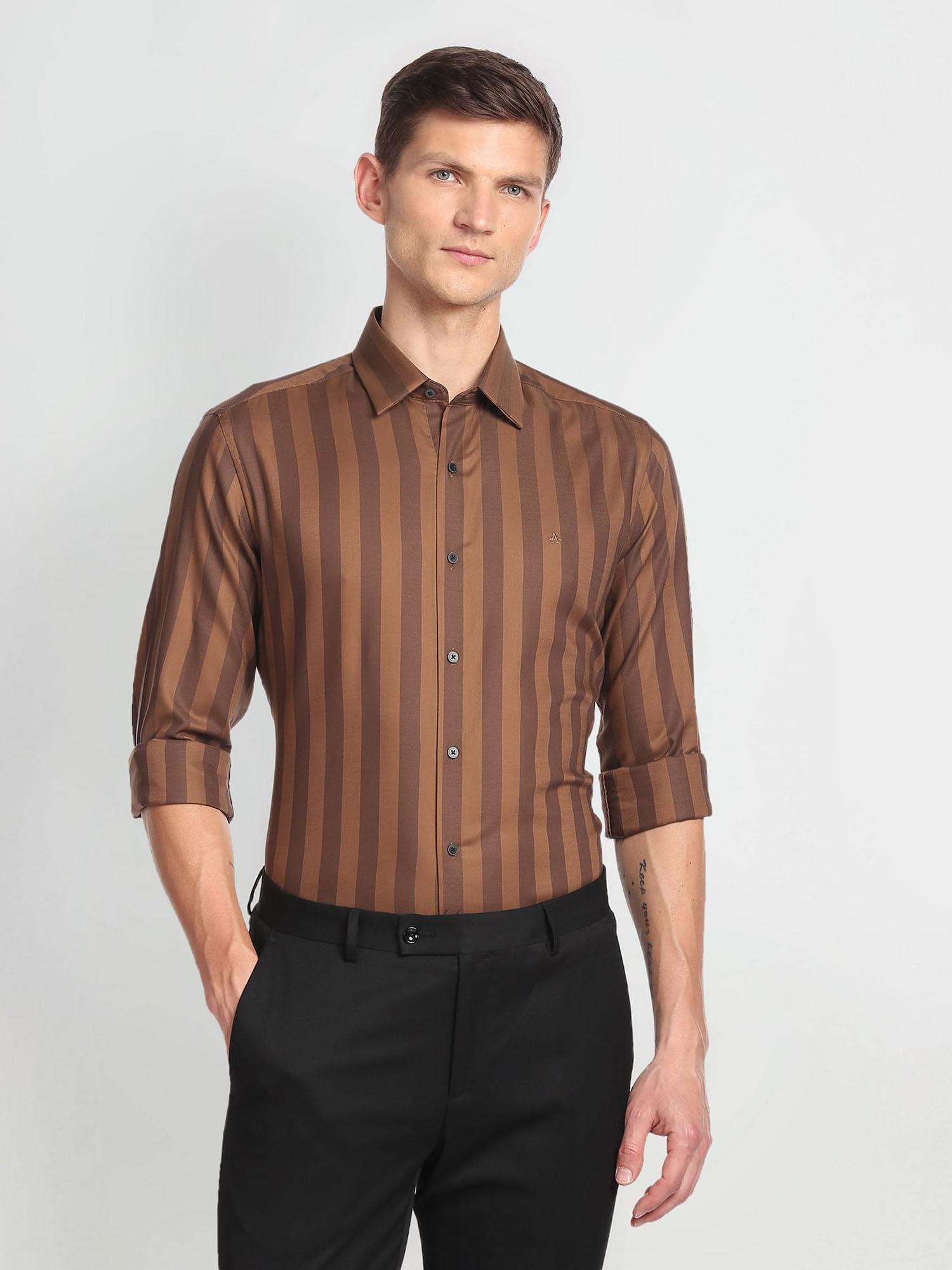 arrow-new-york-vertical-stripe-cotton-formal-brown-shirt