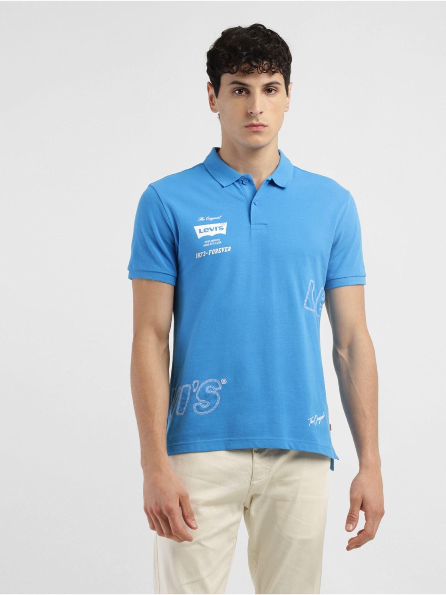 men's-blue-printed-polo-collar-t-shirt