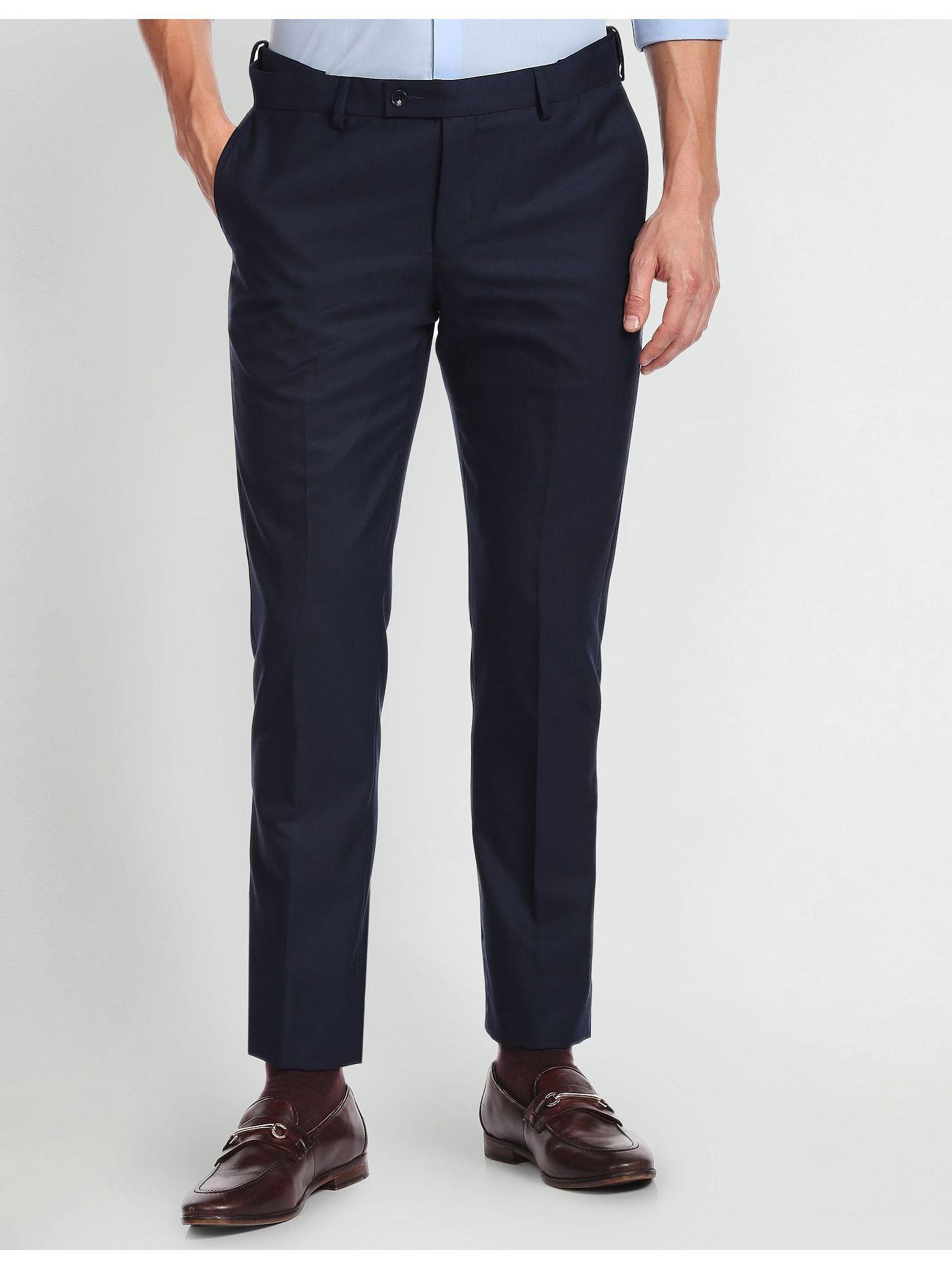 Solid Twill Wool Blend Trousers