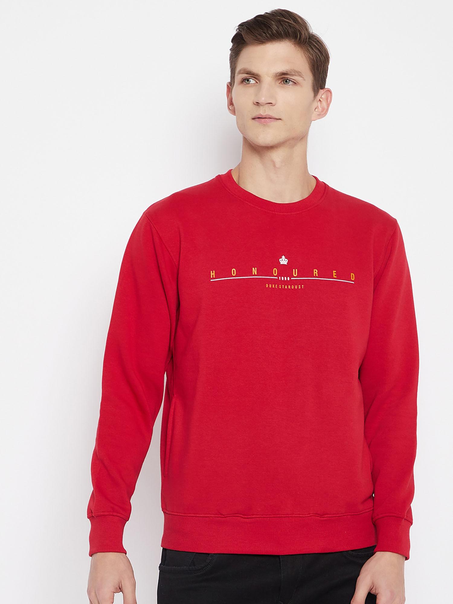 Stardust Red Solid Men Sweatshirt