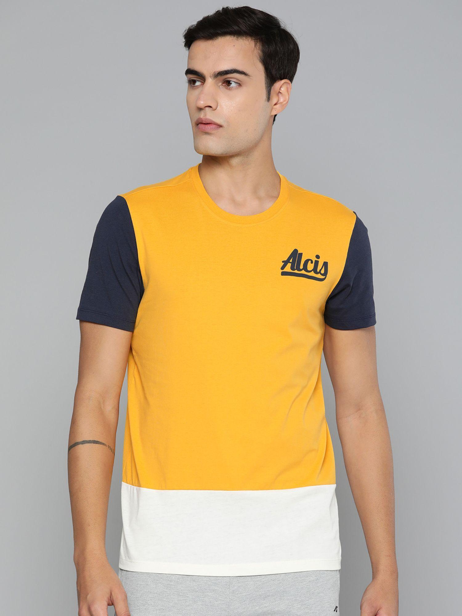Men Colorblock Dry Tech Sports T Shirt Yellow