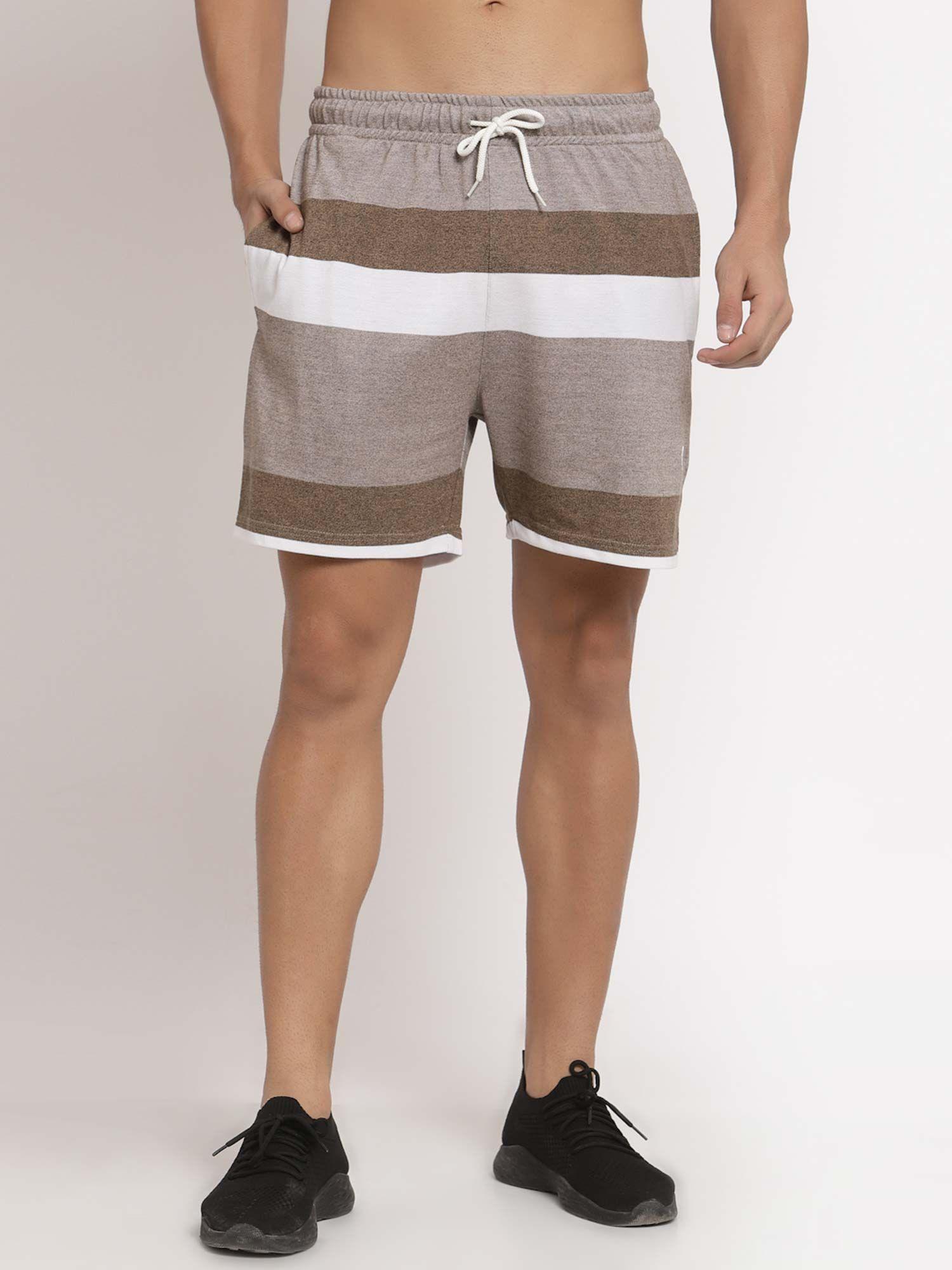 men-brown-striped-shorts