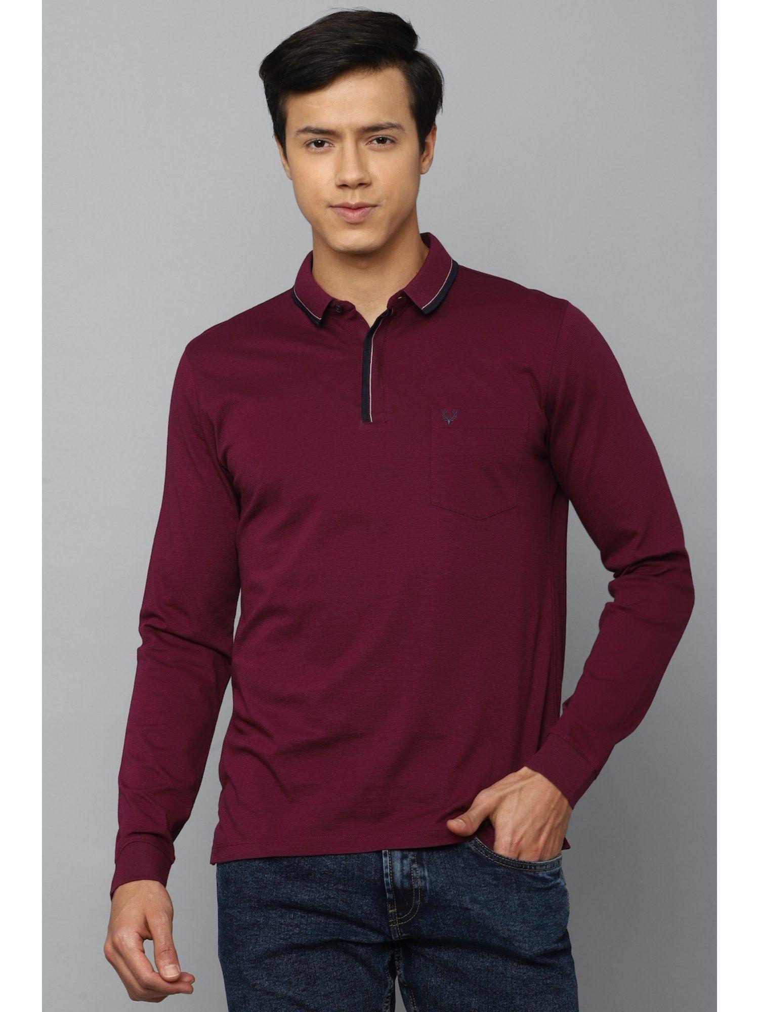 men-maroon-solid-collar-neck-t-shirt