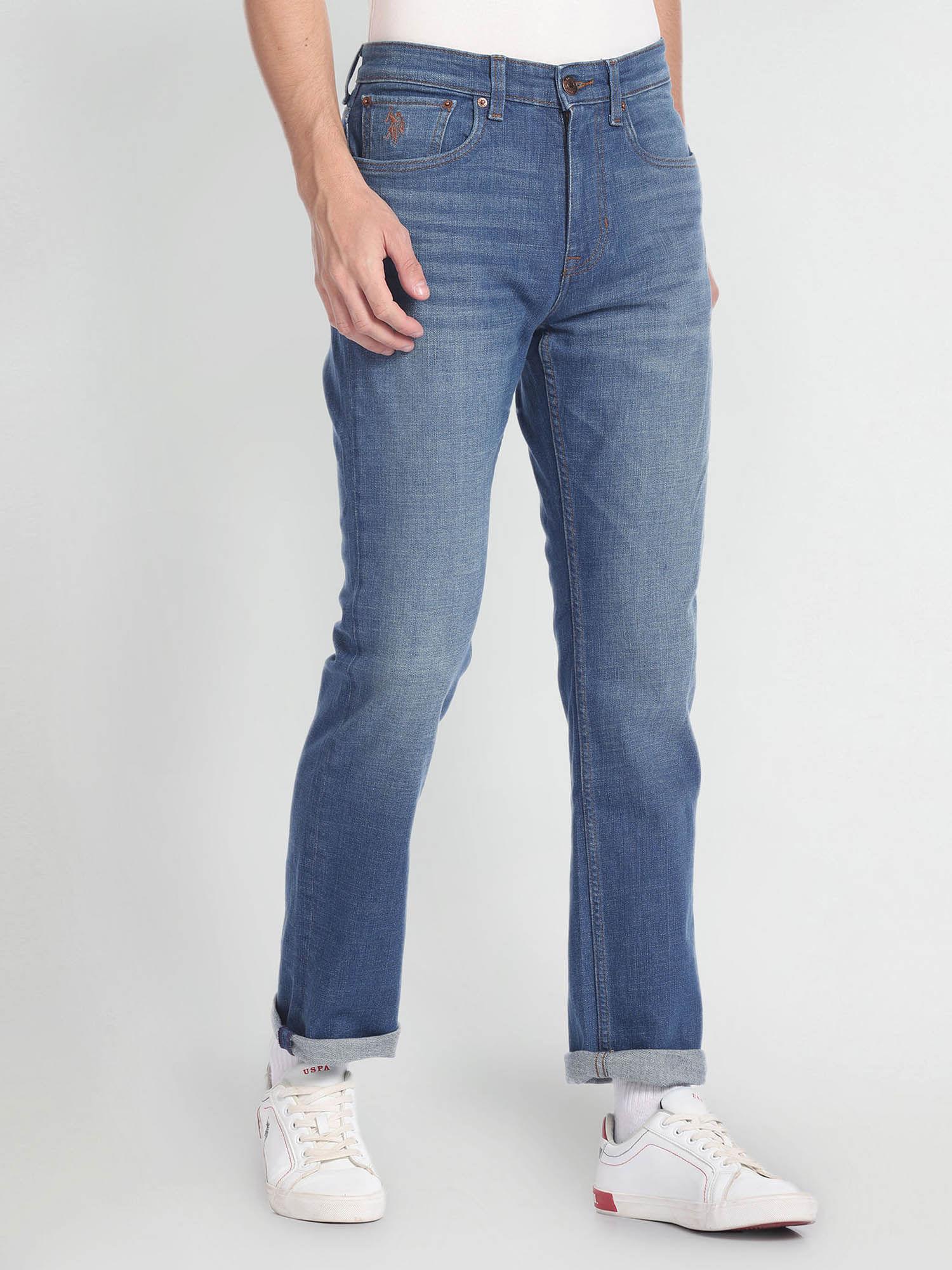 Slim Straight Fit Mid Wash Jeans