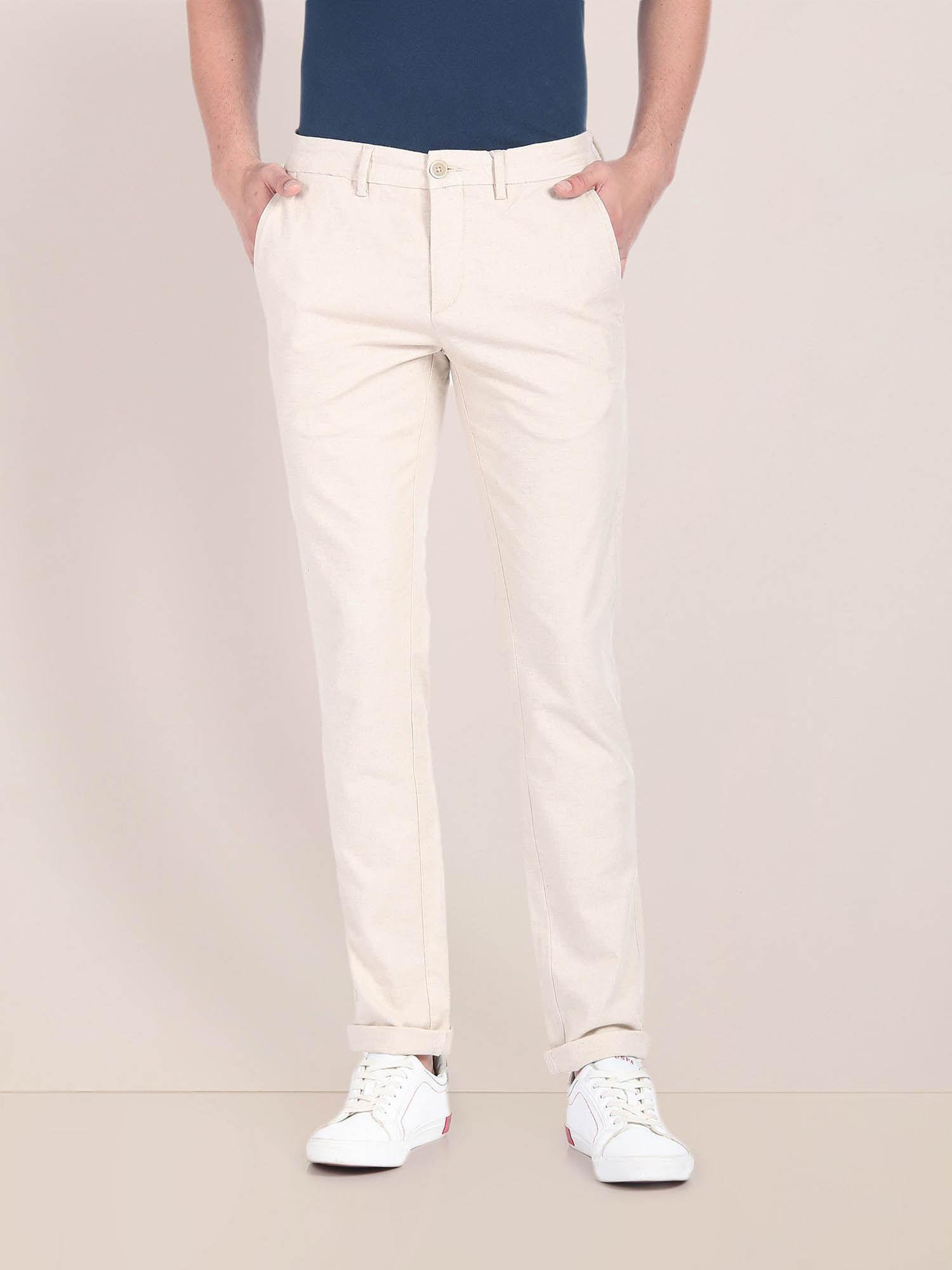Flat Front Heathered Trousers