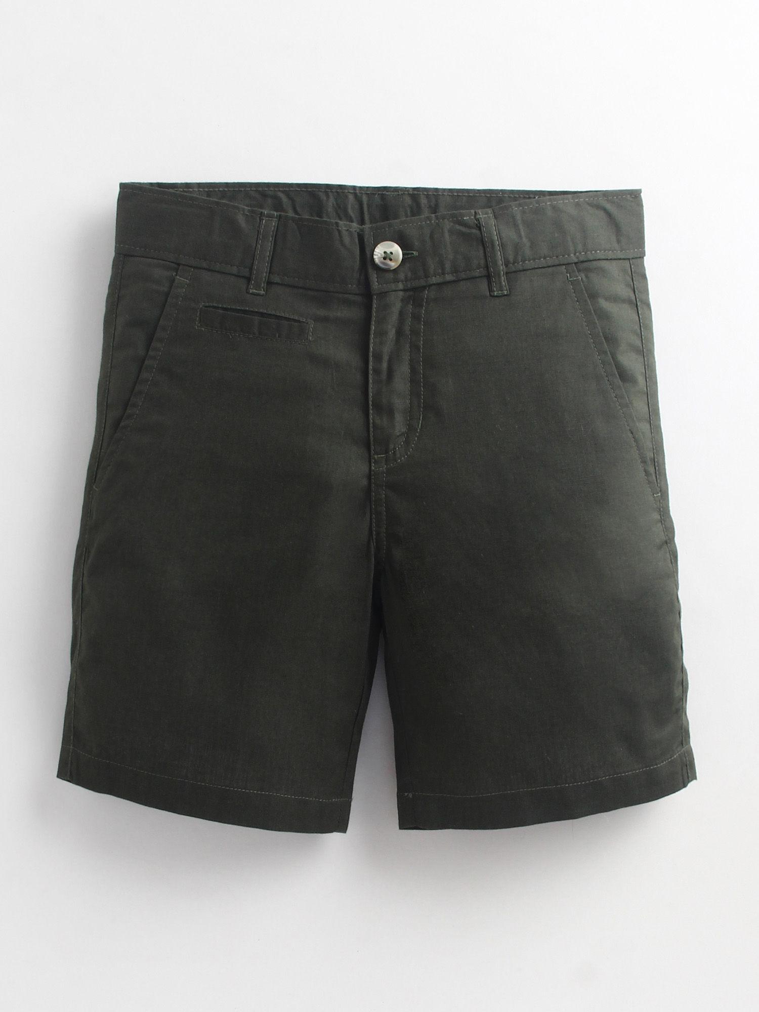 dark-green-solid-cotton-grass-plot-shorts