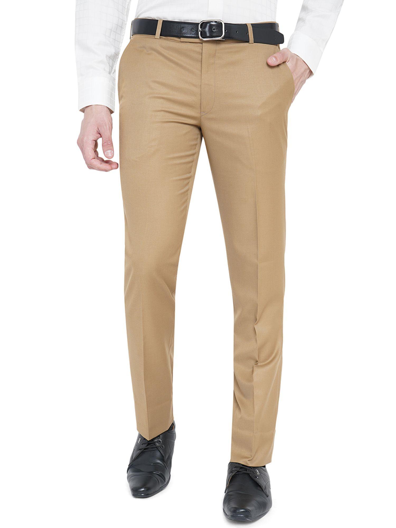 men-khaki-terry-wool-slim-fit-solid-formal-trouser