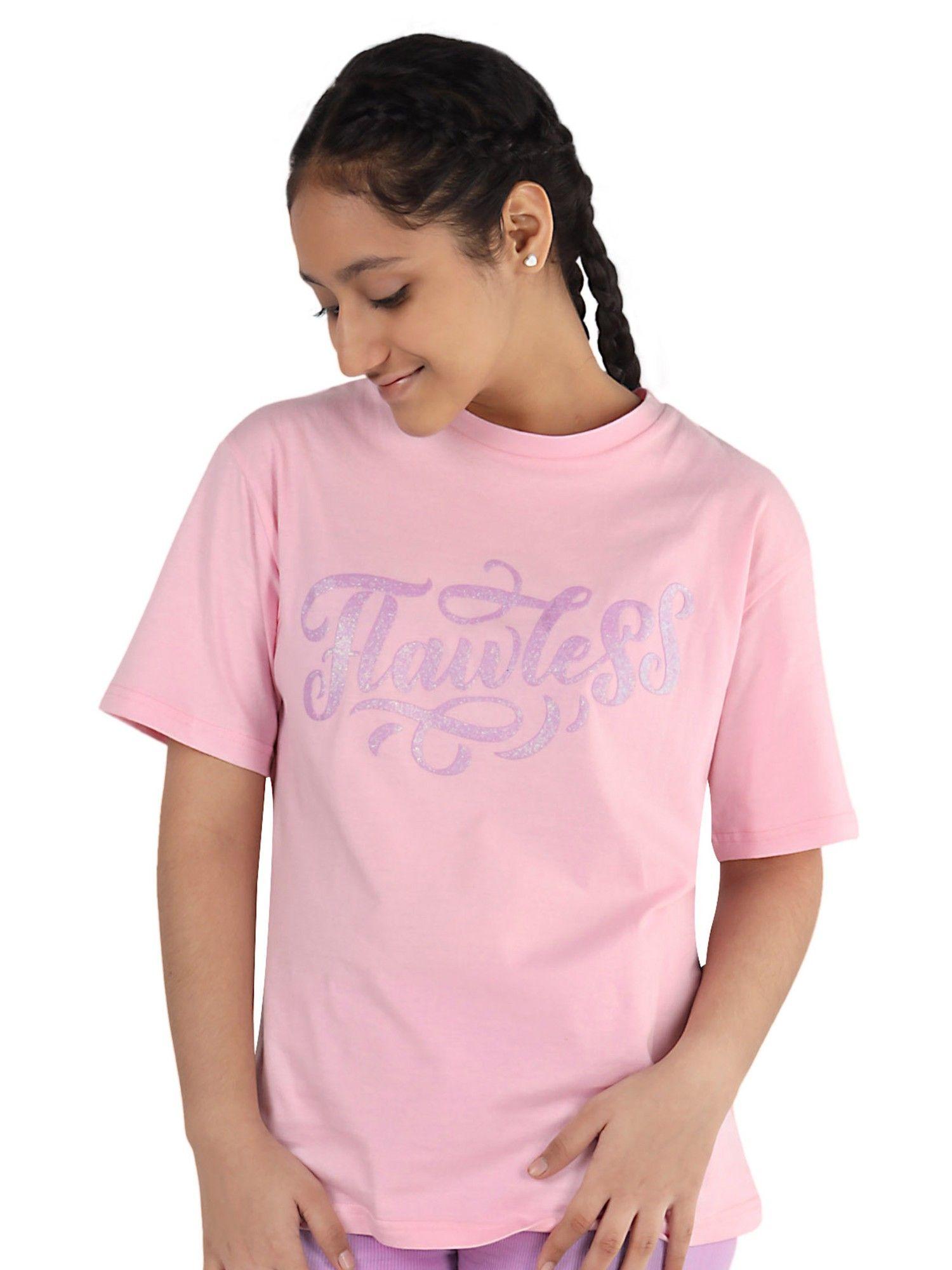 Girls Pink T-Shirt Typography
